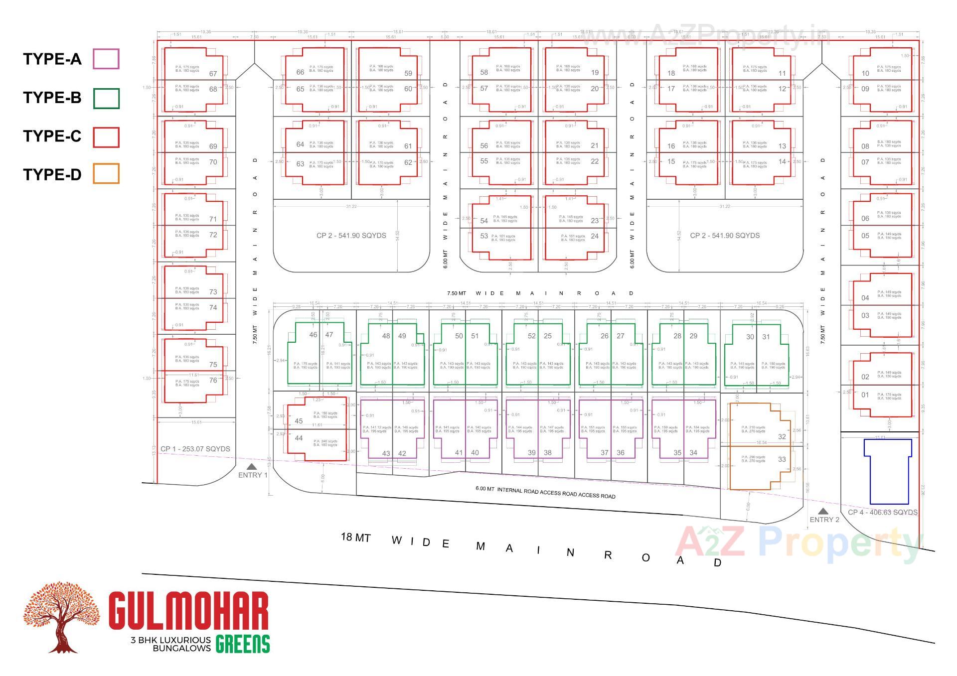 Layout of real estate project Gulmohar Greens located at Kadi, Mehsana, Gujarat