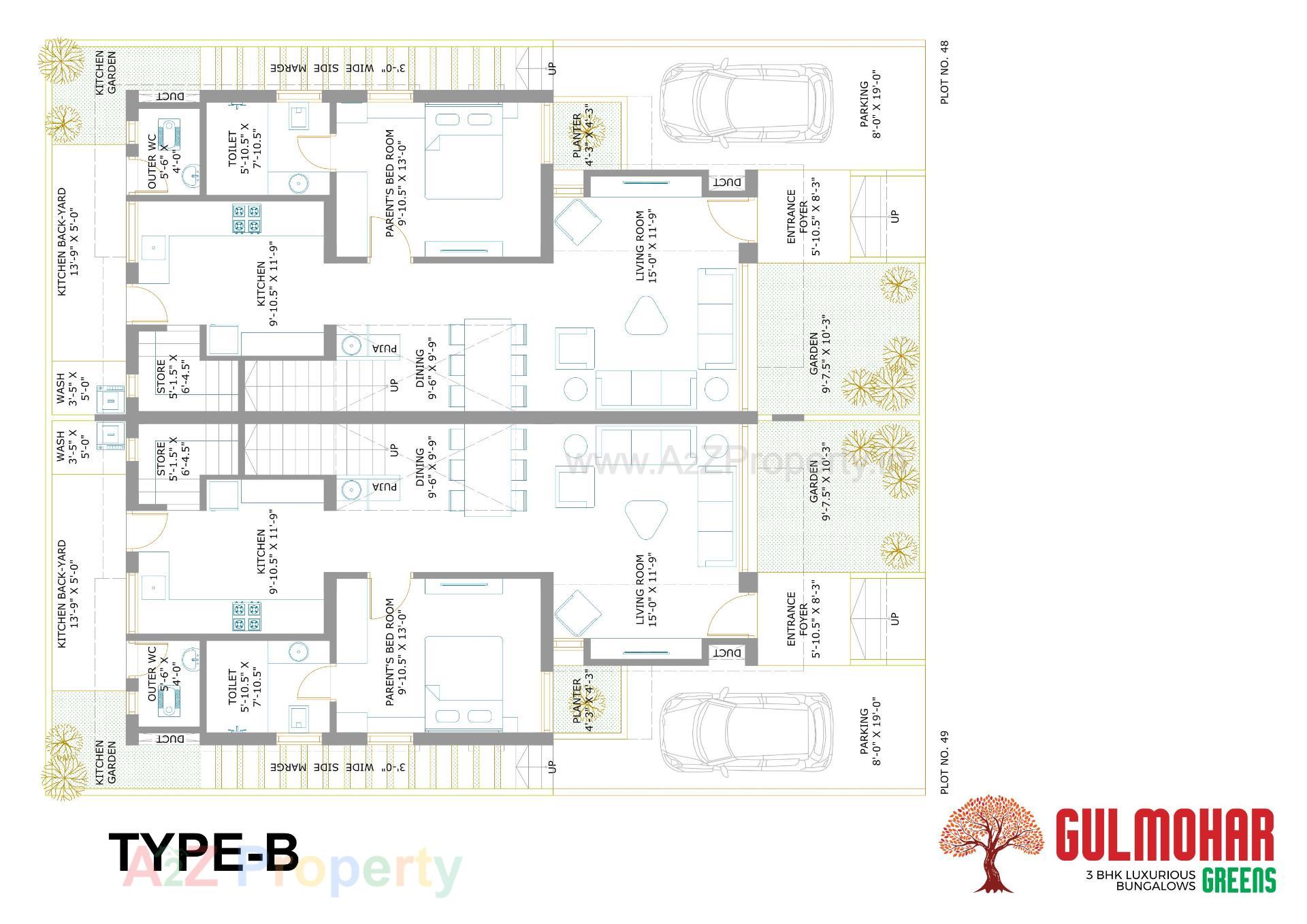 Layout of real estate project Gulmohar Greens located at Kadi, Mehsana, Gujarat