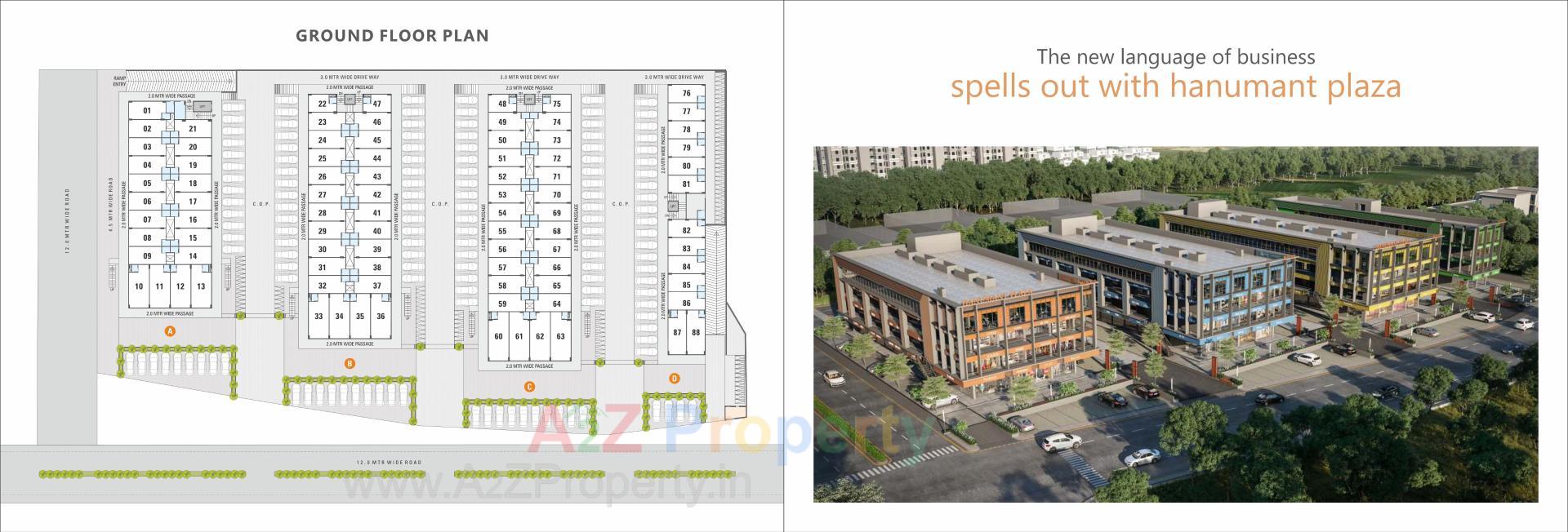 Layout of real estate project Hanumant Plaza located at Kadi, Mehsana, Gujarat