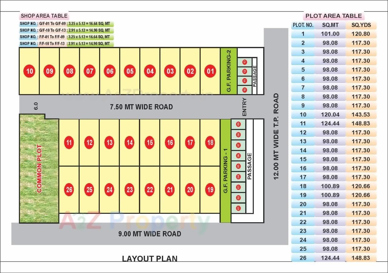 Layout of real estate project Harsiddhi Bunglows located at Mehsana, Mehsana, Gujarat