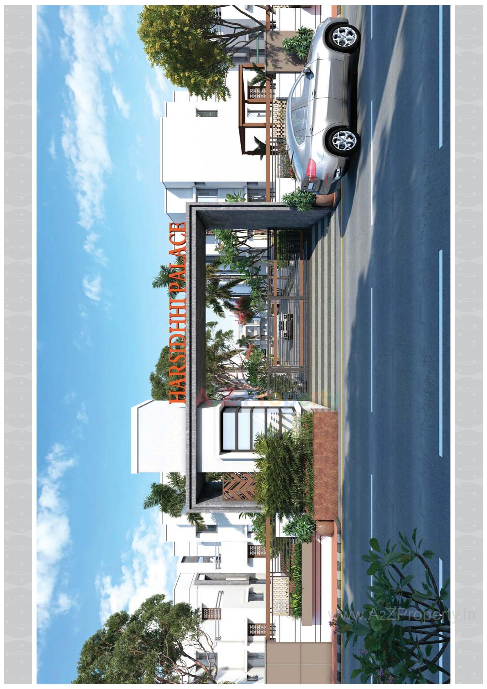 3D Elevation of real estate project Harsiddhi Palace located at Kadi, Mehsana, Gujarat