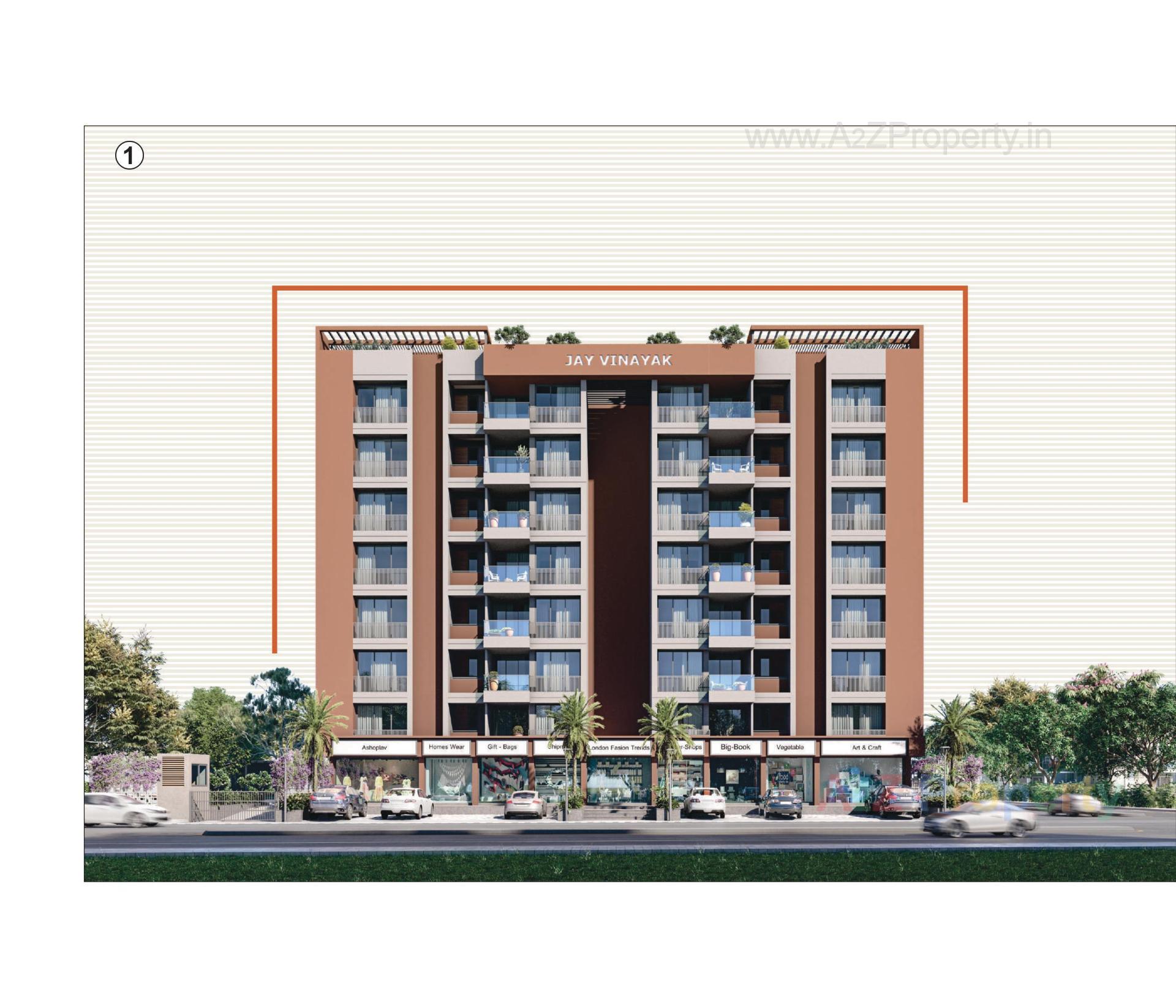 3D Elevation of real estate project Jay Vinayak Heights One located at Kadi, Mehsana, Gujarat