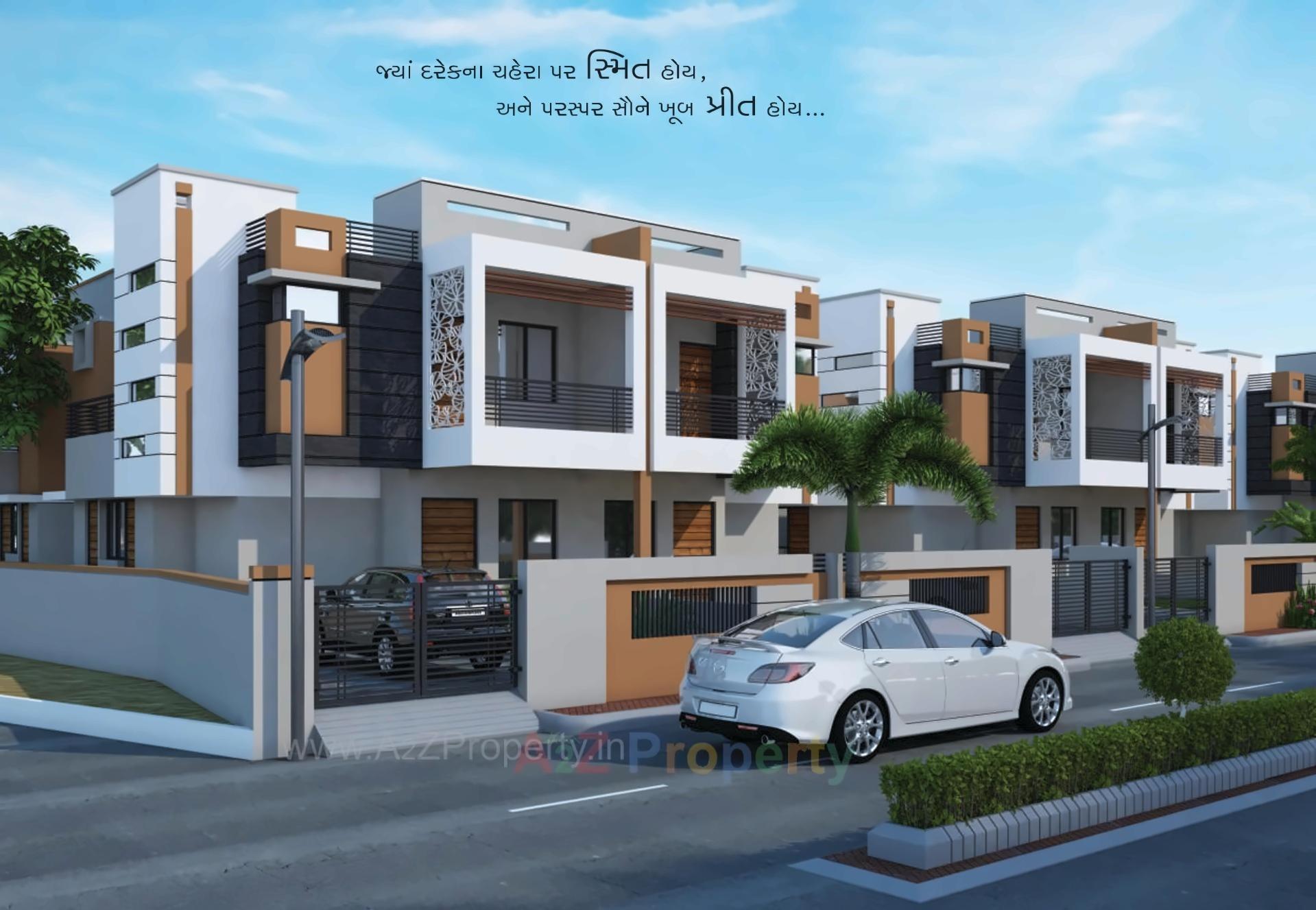 3D Elevation of real estate project Malhar Bungalows located at Mehsana, Mehsana, Gujarat