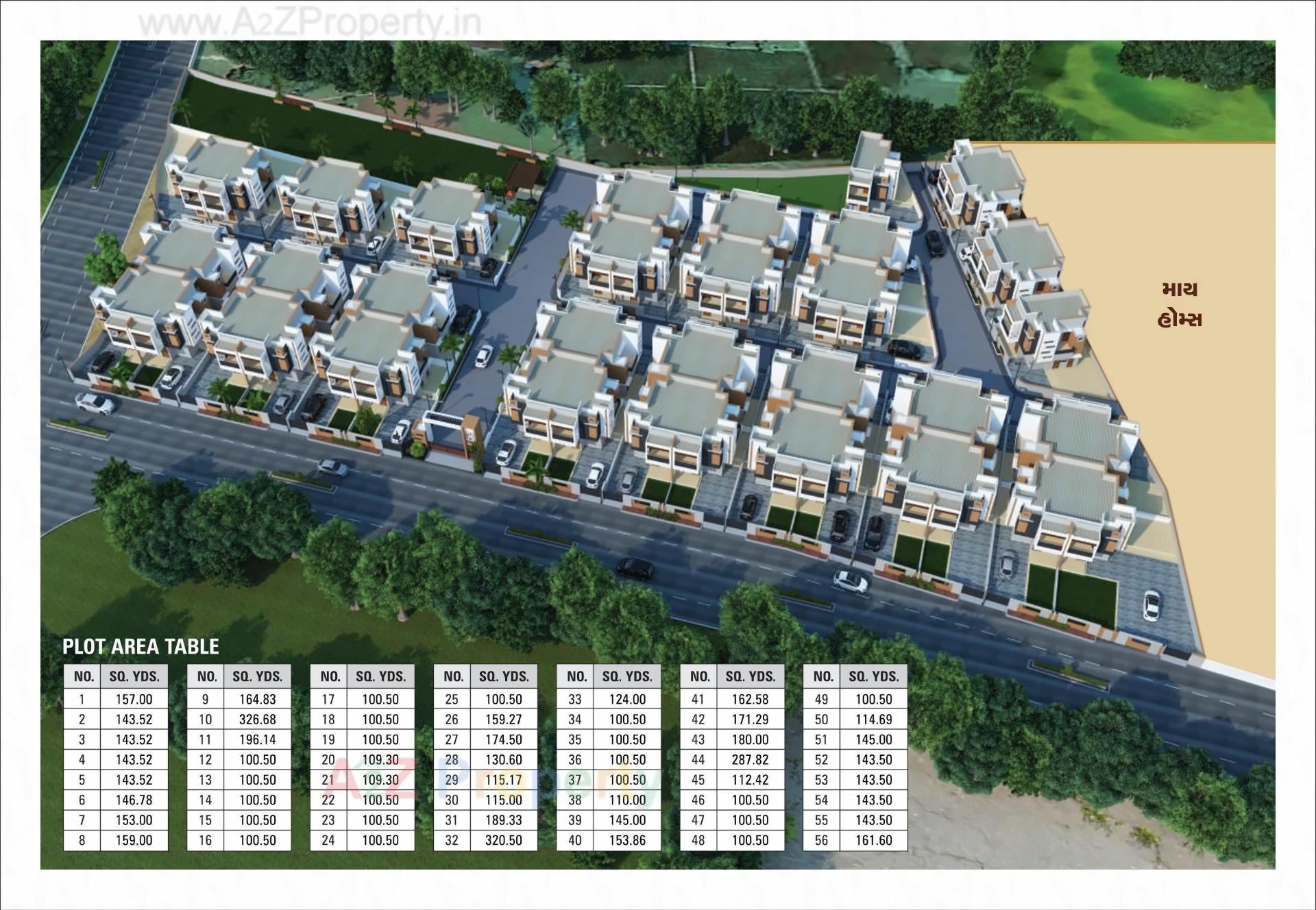 Layout of real estate project Malhar Bungalows located at Mehsana, Mehsana, Gujarat