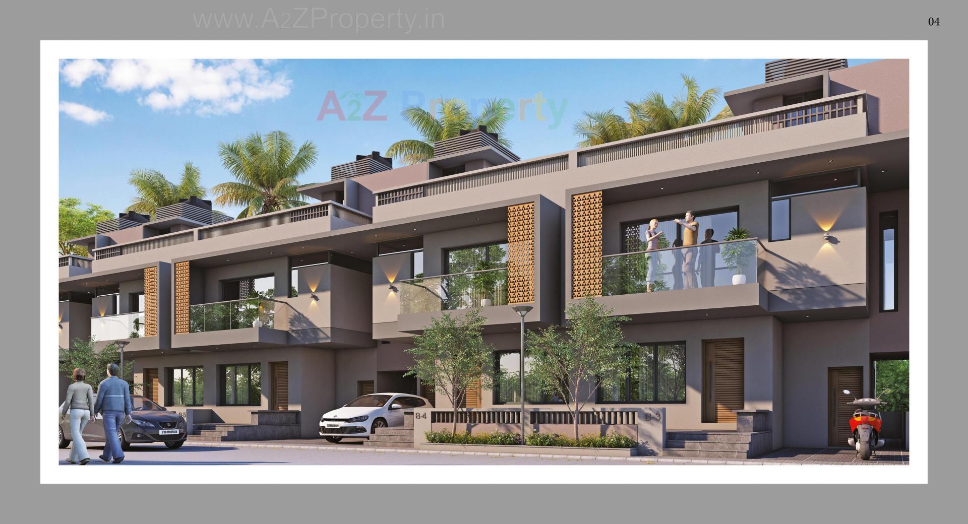 3D Elevation of real estate project Nandi Bunglows located at Kadi, Mehsana, Gujarat