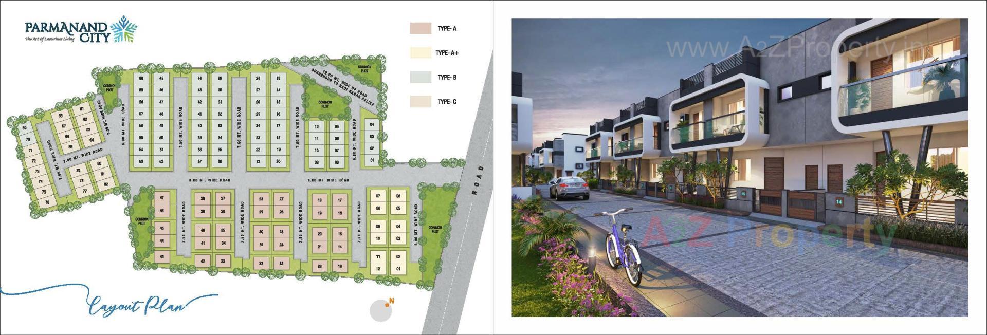 Layout of real estate project Parmanand City located at Kadi, Mehsana, Gujarat