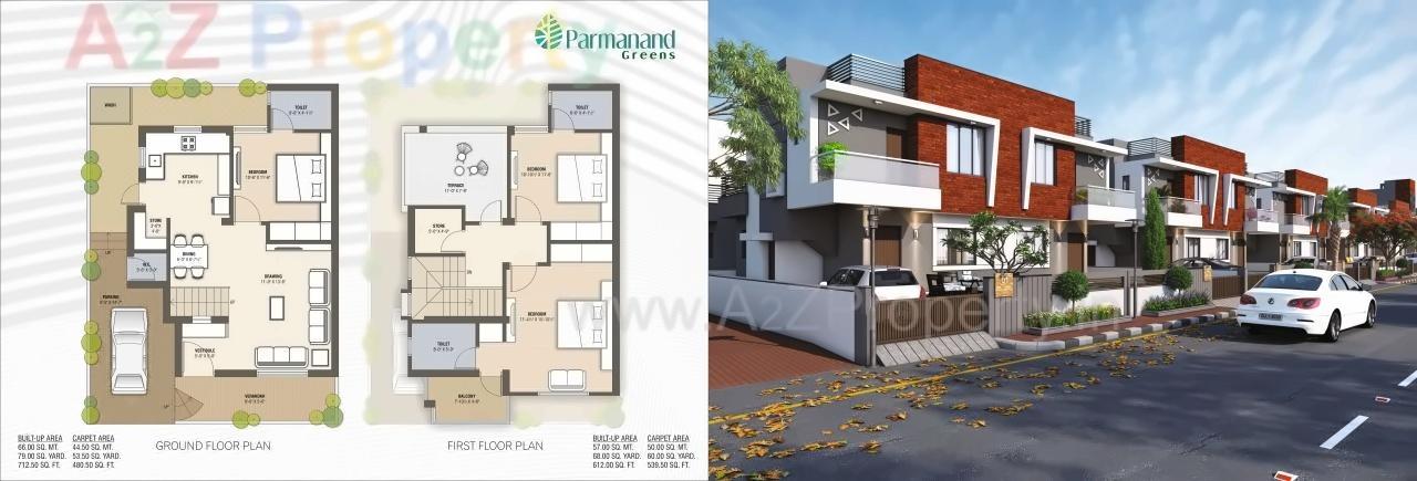Layout of real estate project Parmanand Greens located at Kadi, Mehsana, Gujarat