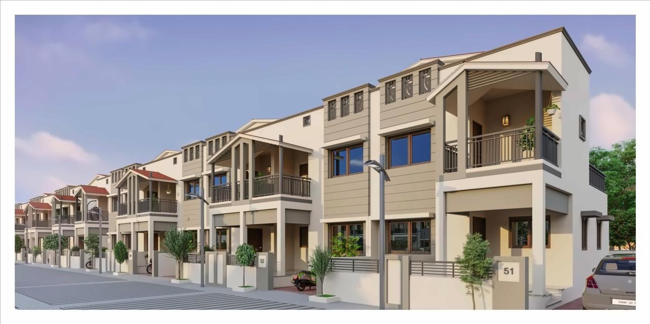 3D Elevation of real estate project Riddhi Siddhi Villa located at Kadi, Mehsana, Gujarat