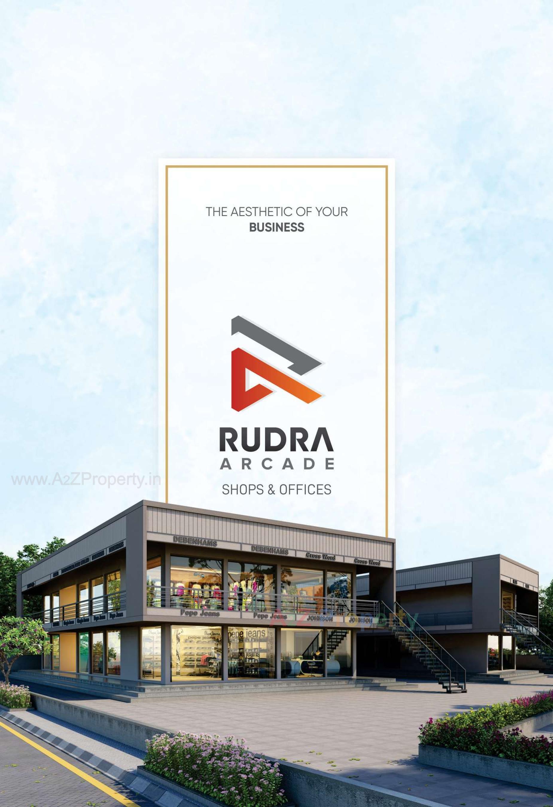 3D Elevation of real estate project Rudra Arcade located at Kadi, Mehsana, Gujarat