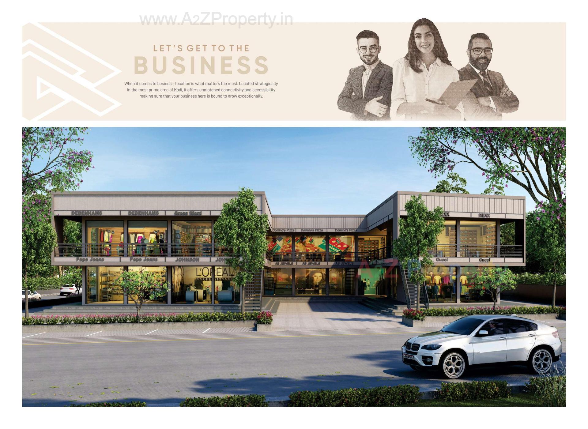 3D Elevation of real estate project Rudra Arcade located at Kadi, Mehsana, Gujarat