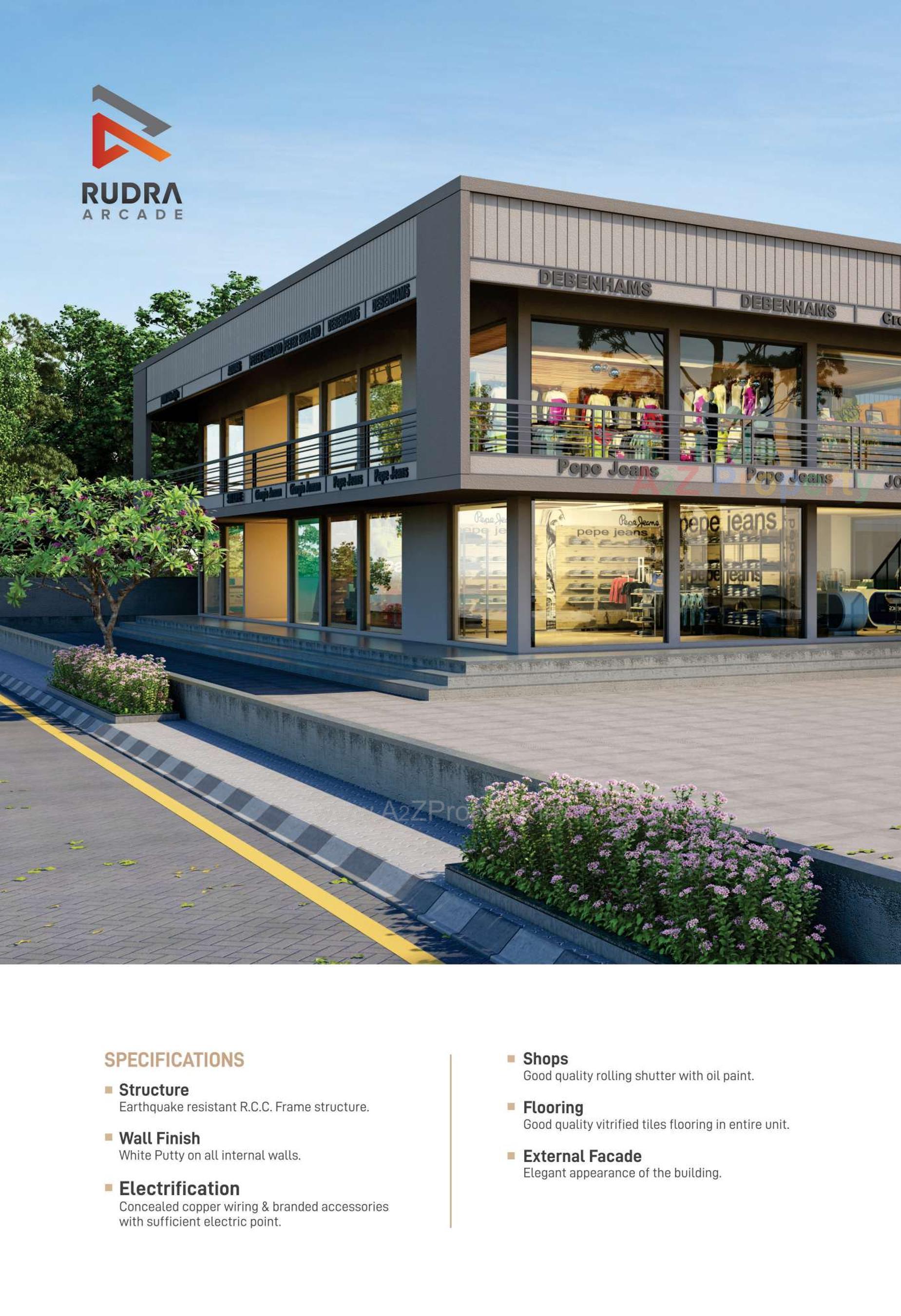 3D Elevation of real estate project Rudra Arcade located at Kadi, Mehsana, Gujarat