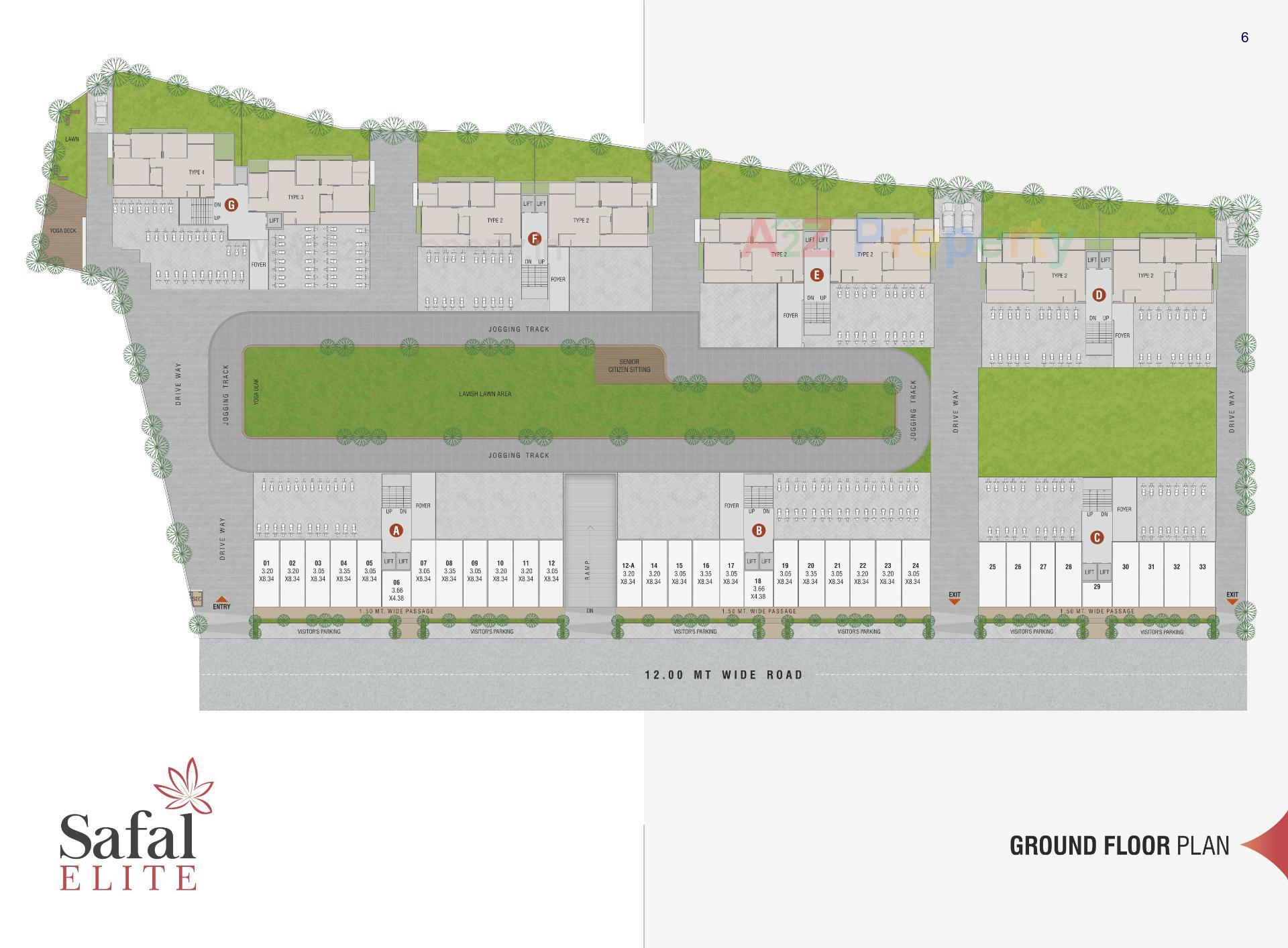 Layout of real estate project Safal Elite located at Kadi, Mehsana, Gujarat