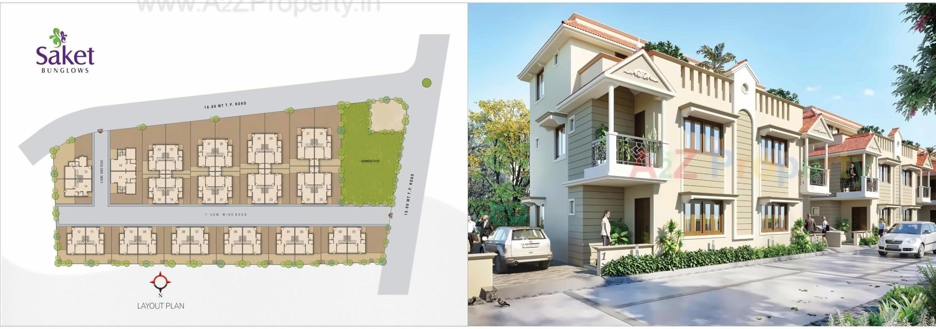 Layout of real estate project Saket Bungalows located at Mehsana, Mehsana, Gujarat
