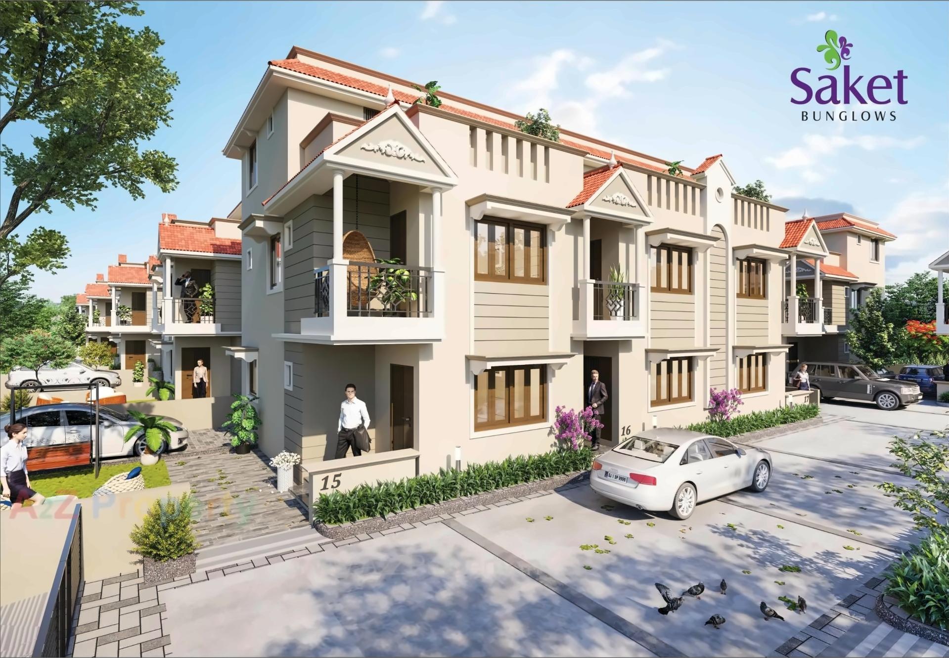 3D Elevation of real estate project Saket Bungalows located at Mehsana, Mehsana, Gujarat