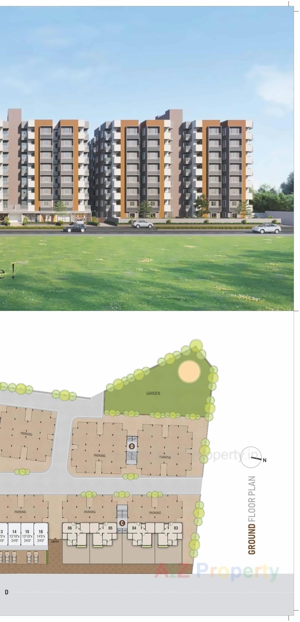 3D Elevation of real estate project Shiv Ganga Hills located at Kadi, Mehsana, Gujarat