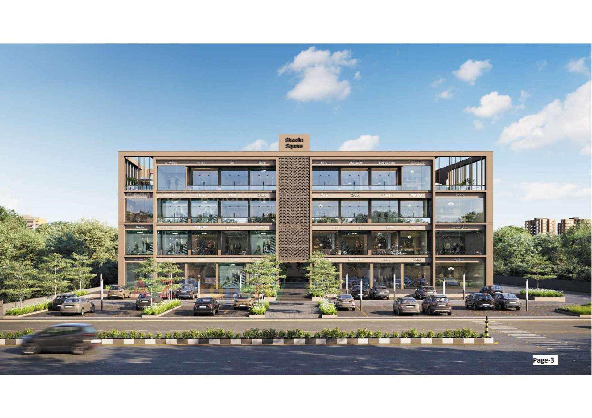 3D Elevation of real estate project Shoolin Square located at Unjha, Mehsana, Gujarat