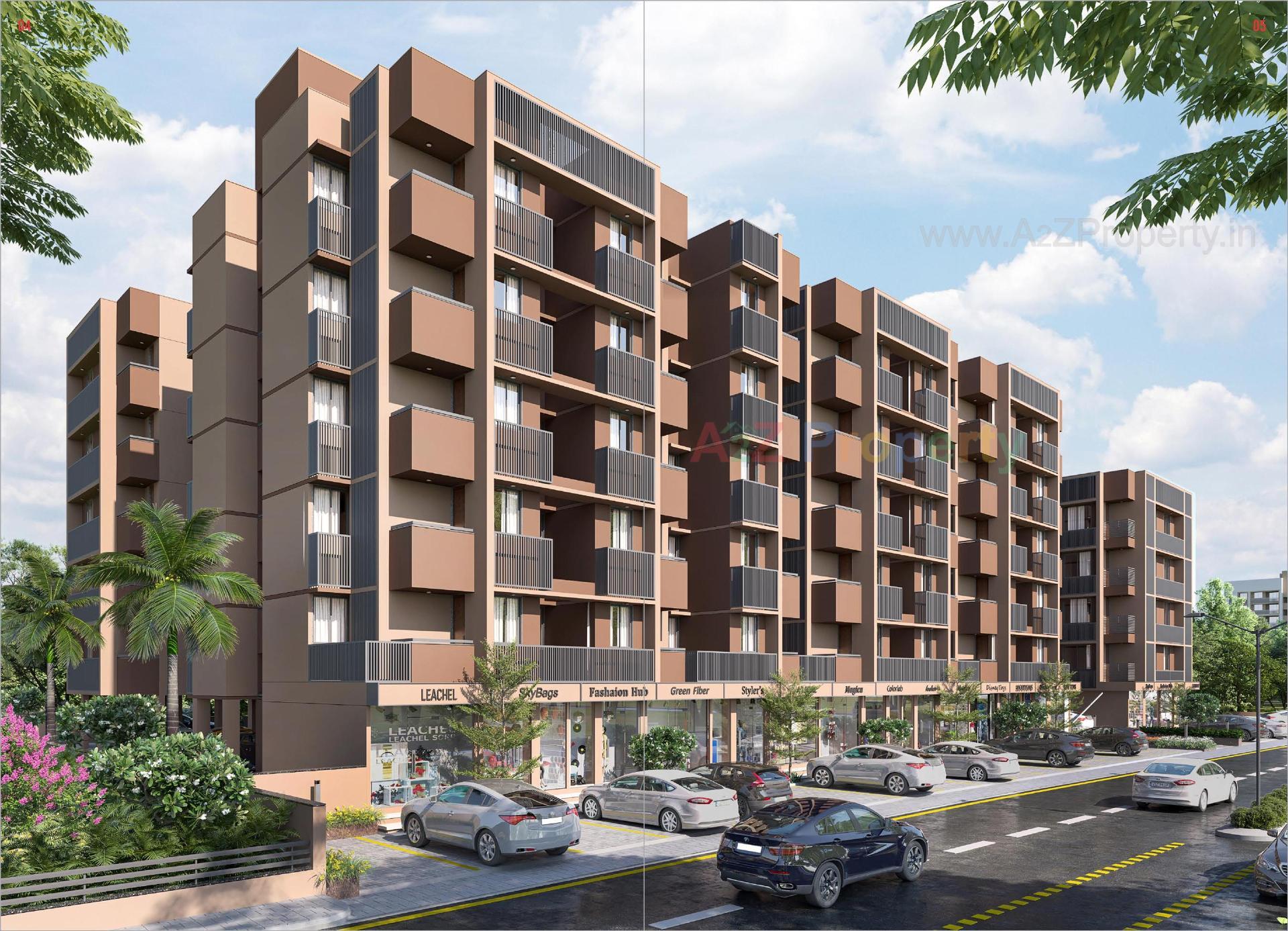 3D Elevation of real estate project Shreenathji Flats located at Unjha, Mehsana, Gujarat