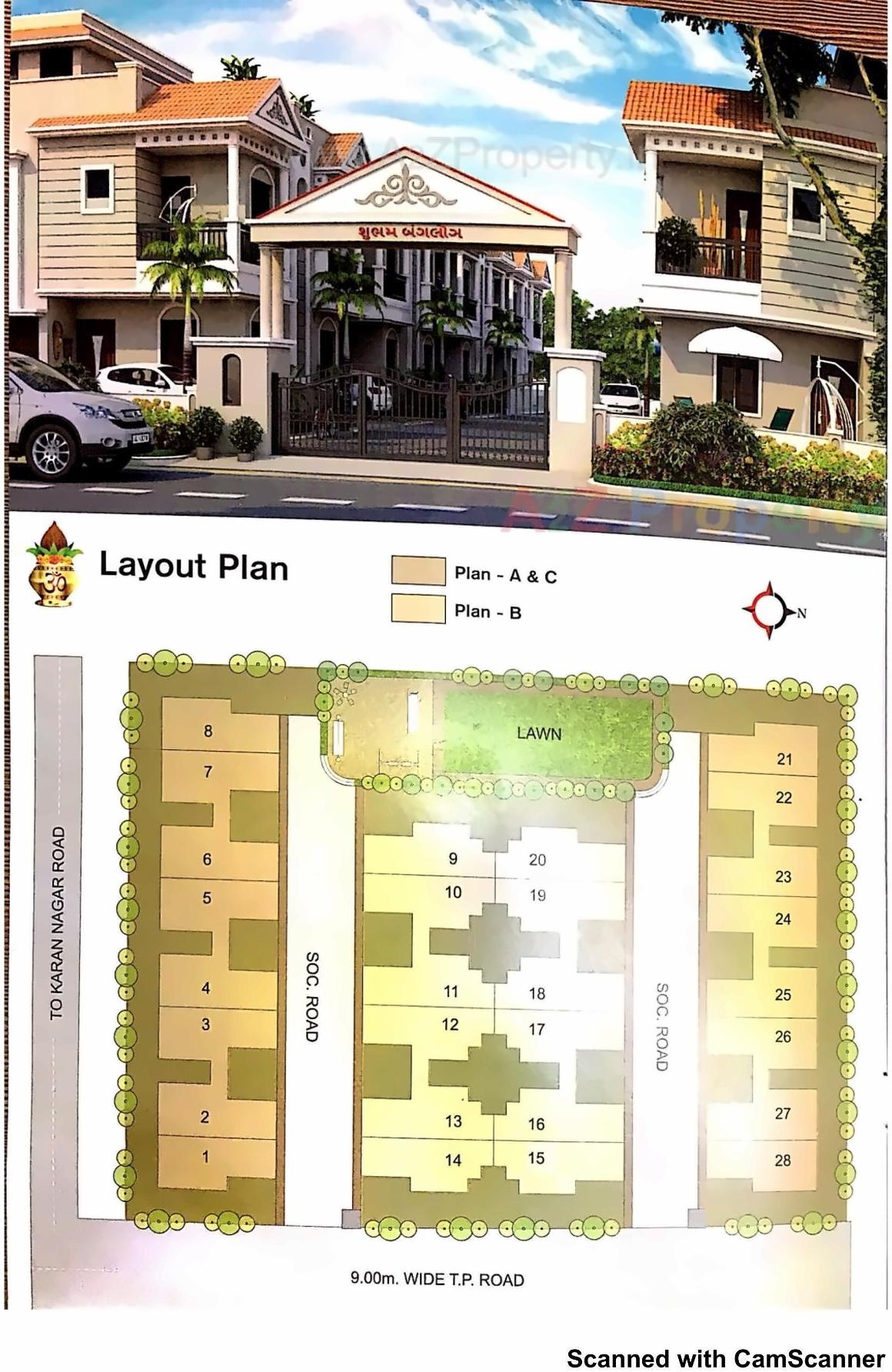 Layout of real estate project Shubham Bunglows located at Kadi, Mehsana, Gujarat