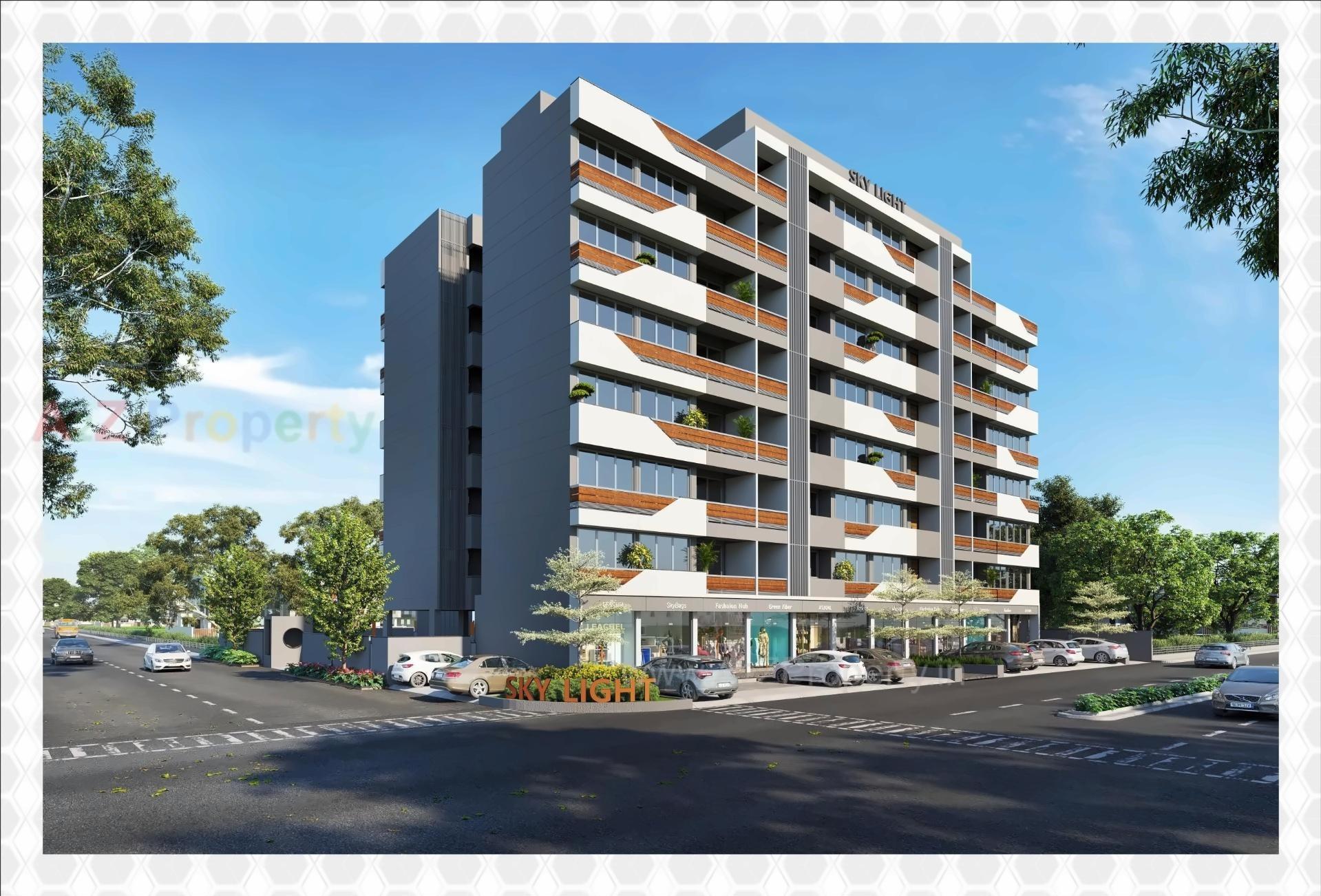 3D Elevation of real estate project Sky Light located at Kadi, Mehsana, Gujarat