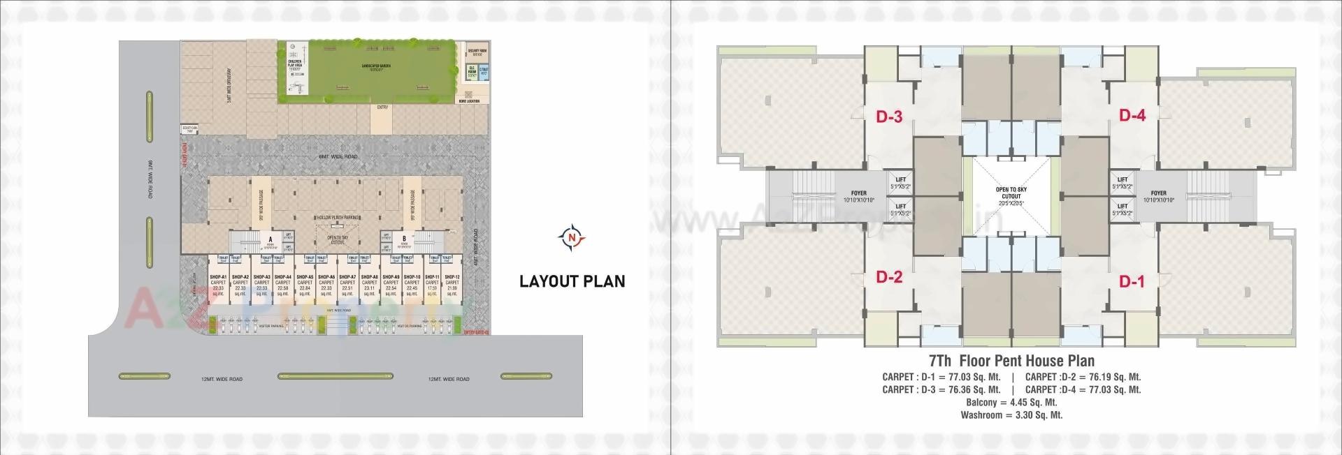 Layout of real estate project Sky Light located at Kadi, Mehsana, Gujarat