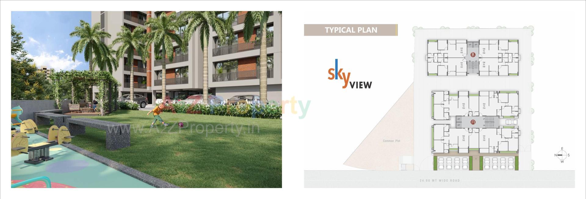 Layout of real estate project Sky View located at Kadi, Mehsana, Gujarat