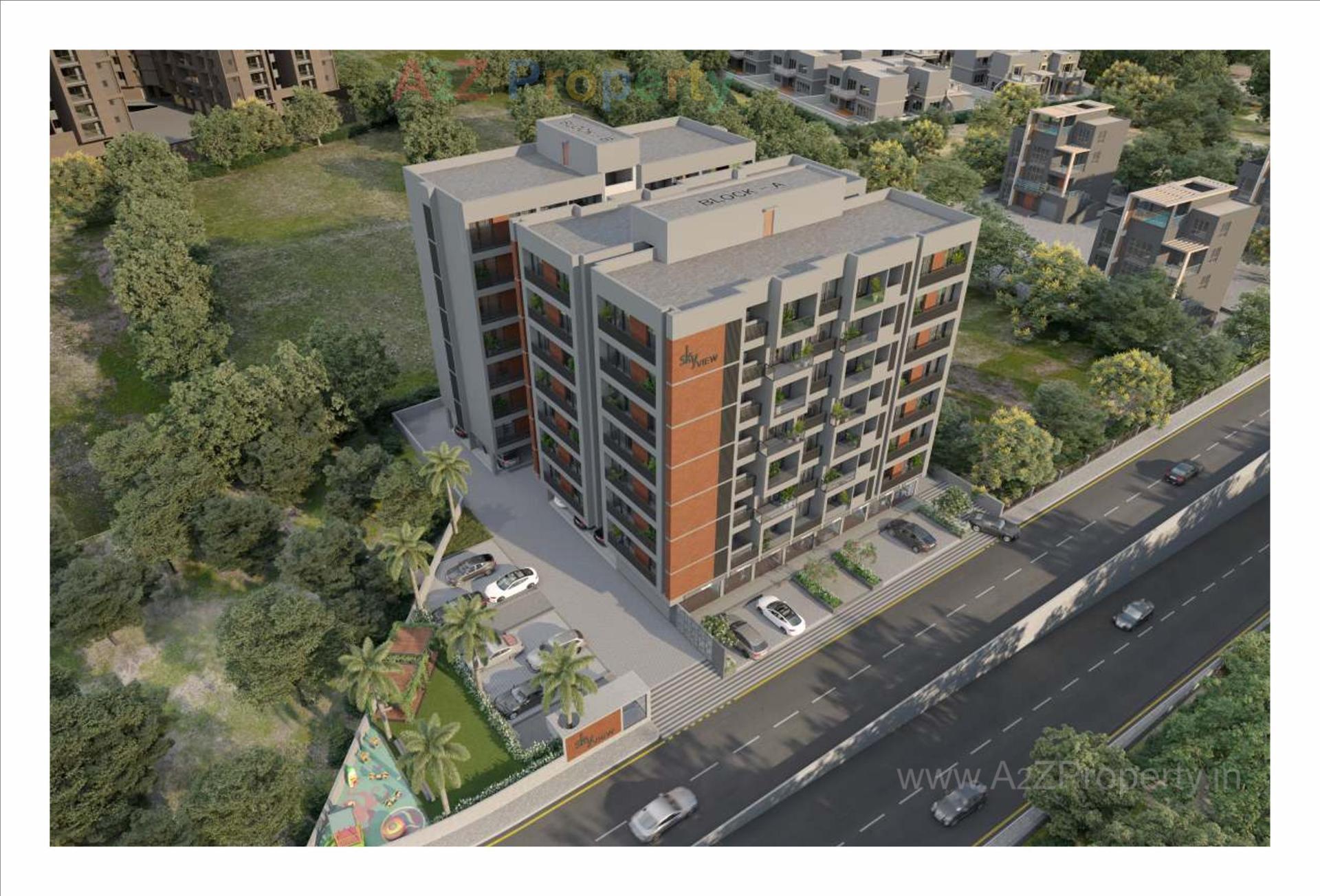 3D Elevation of real estate project Sky View located at Kadi, Mehsana, Gujarat