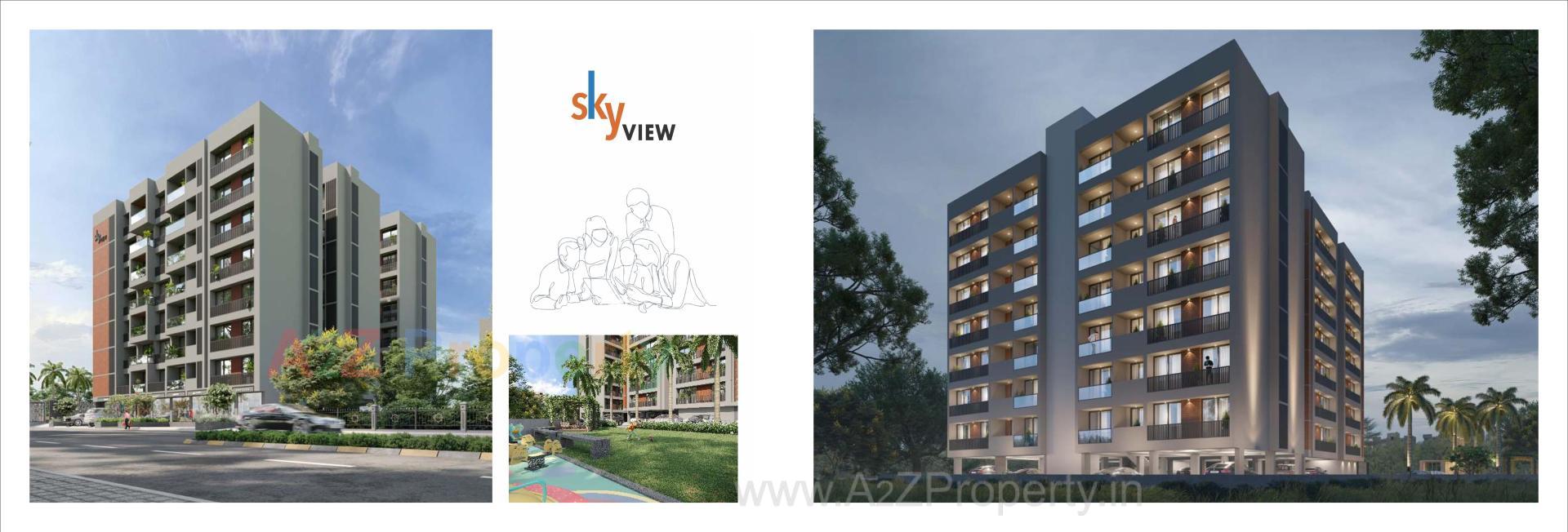 3D Elevation of real estate project Sky View located at Kadi, Mehsana, Gujarat