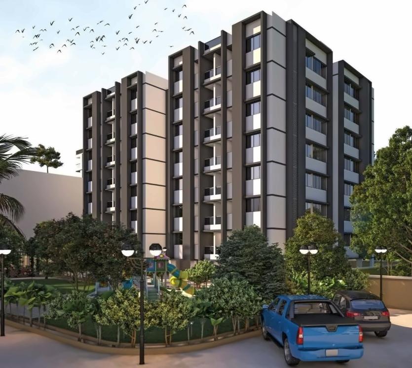 3D Elevation of real estate project Tanishq located at Kadi, Mehsana, Gujarat