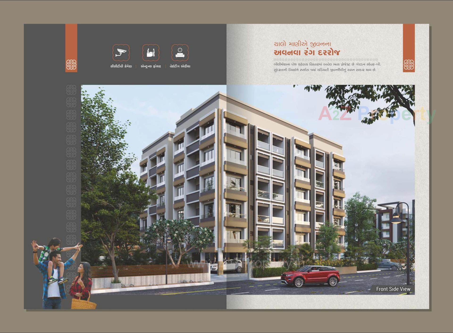 3D Elevation of real estate project Golden Square located at Desra, Navsari, Gujarat