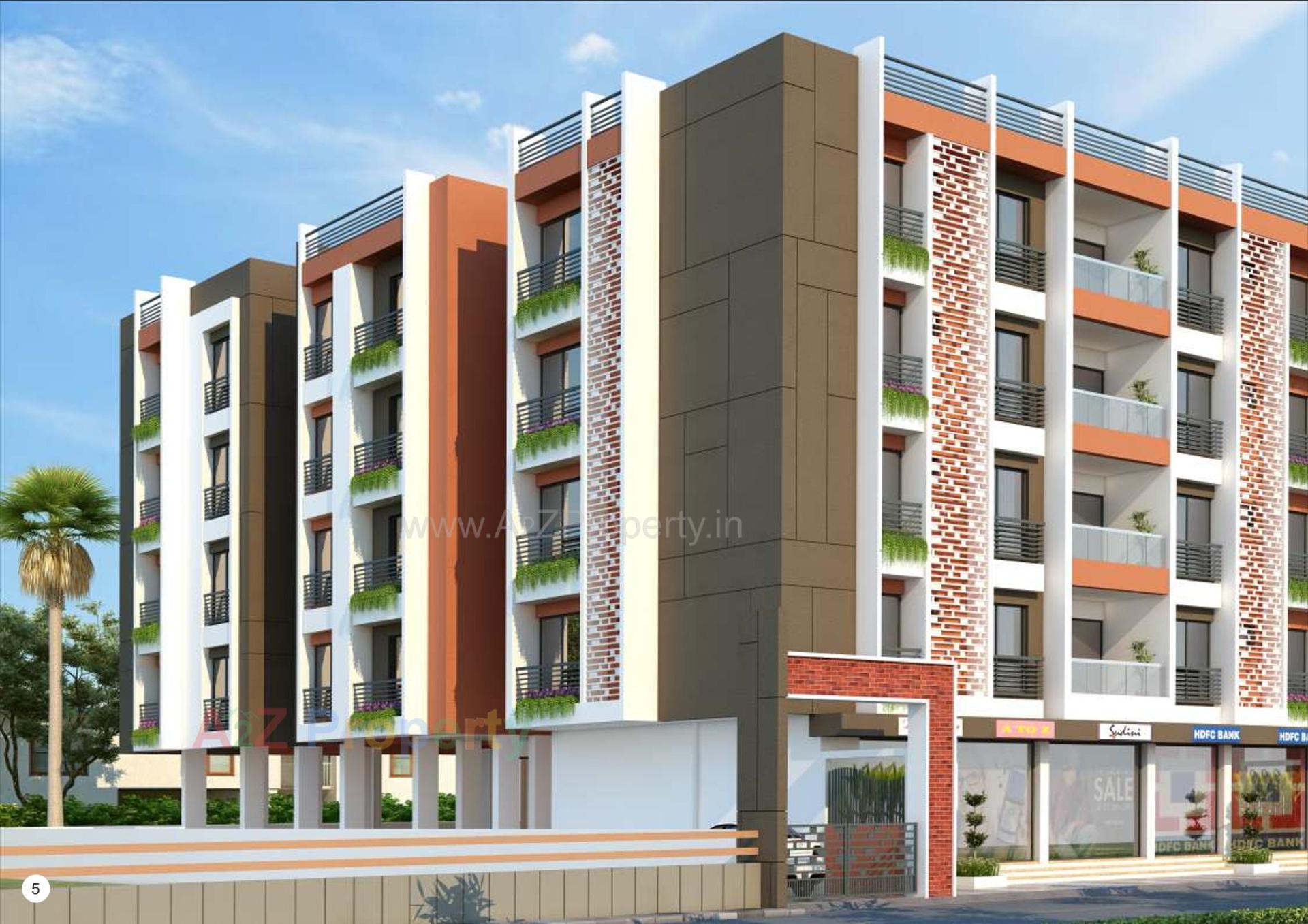 3D Elevation of real estate project Om Shree Residency located at Bilimora, Navsari, Gujarat