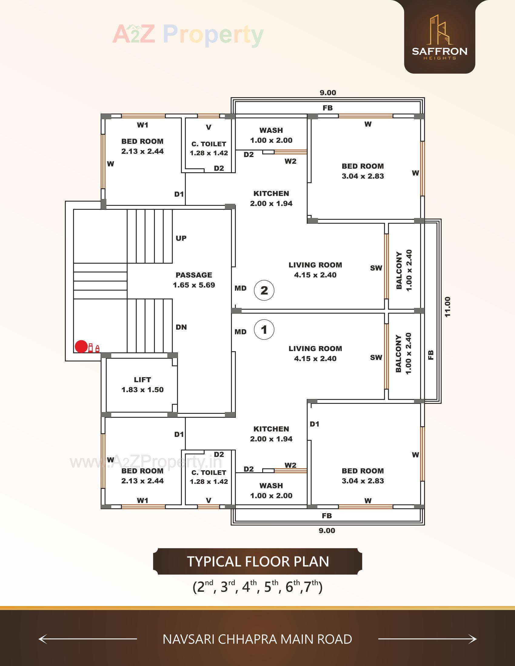 Layout of real estate project Saffron Heights located at Chapra, Navsari, Gujarat