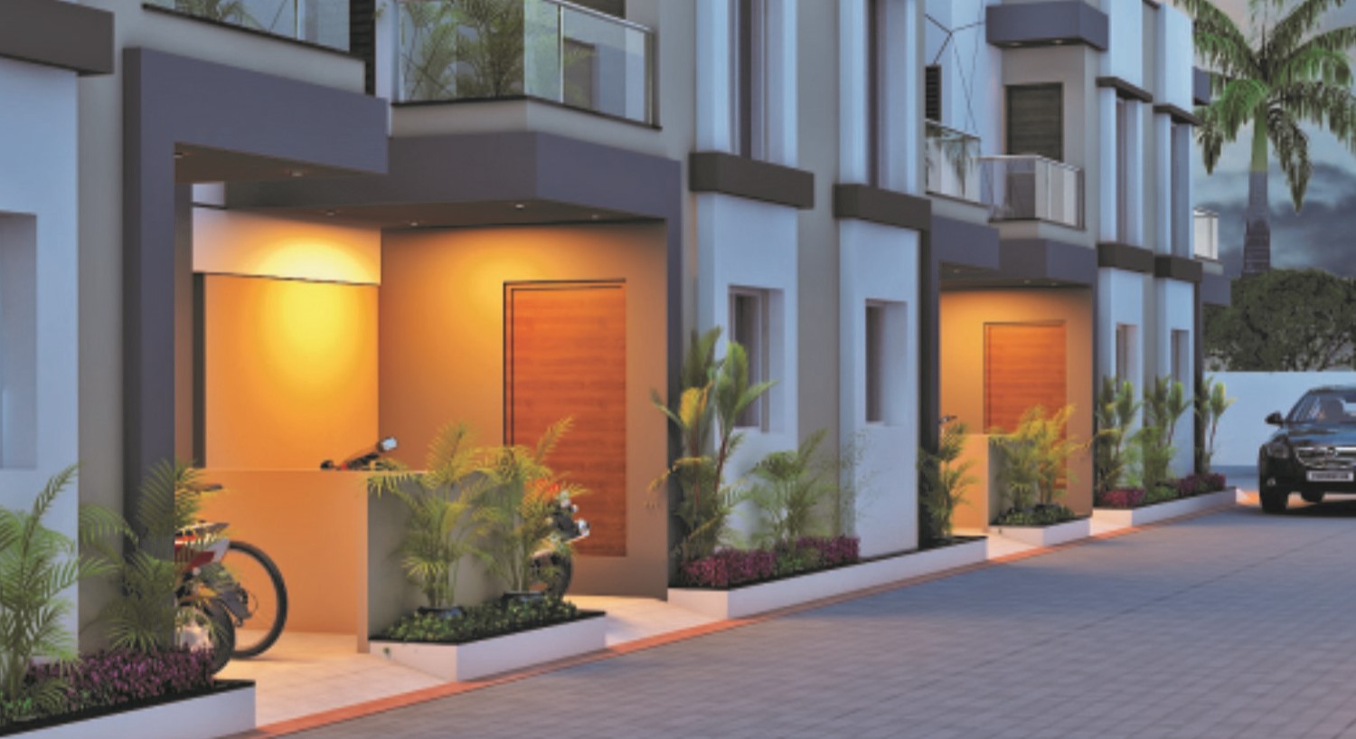 Night View of real estate project Maruti Nandan located at Kalol, Panchmahals, Gujarat