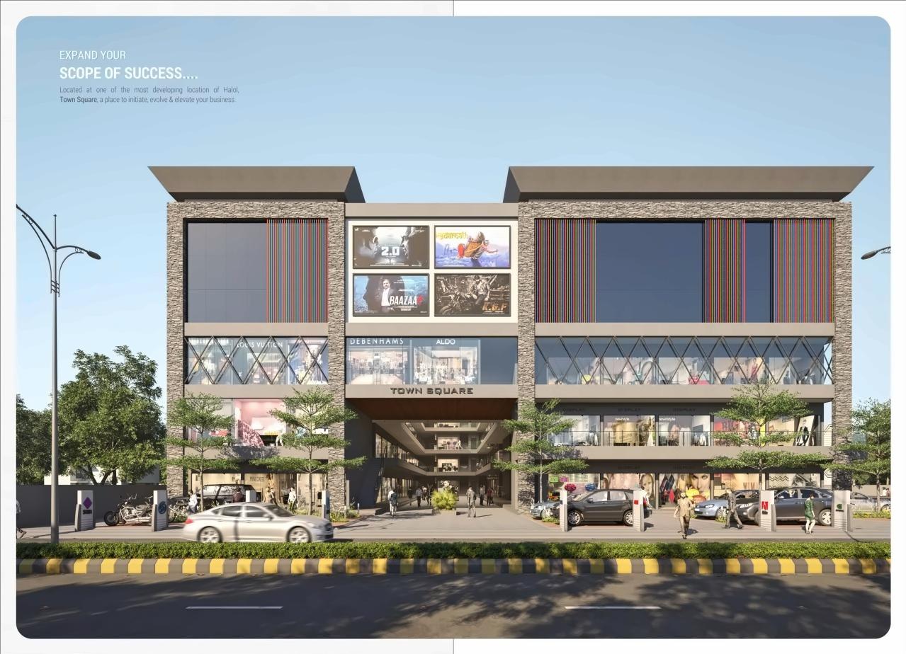 3D Elevation of real estate project Town Square located at Halol, Panchmahals, Gujarat