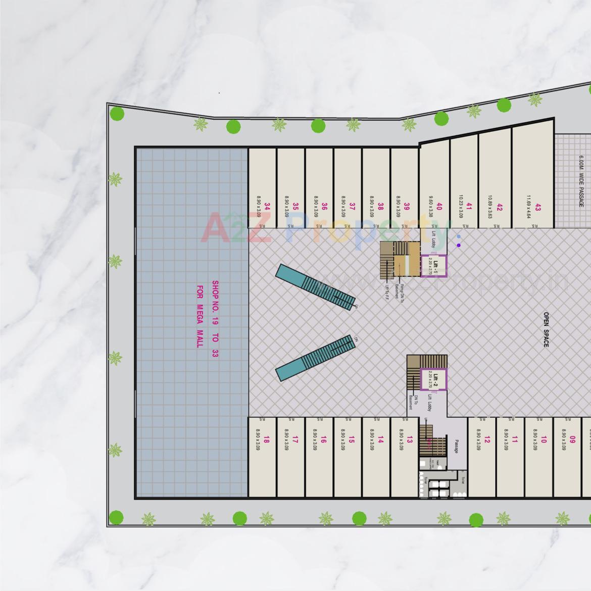 Layout of real estate project Treg Mall located at Gungdipati, Patan, Gujarat