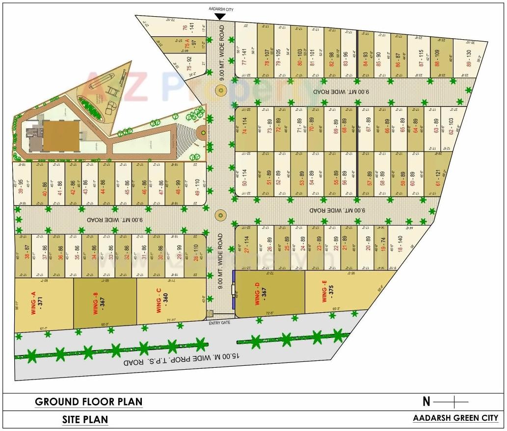 Layout of real estate project Aadarsh Green City located at Mavdi, Rajkot, Gujarat