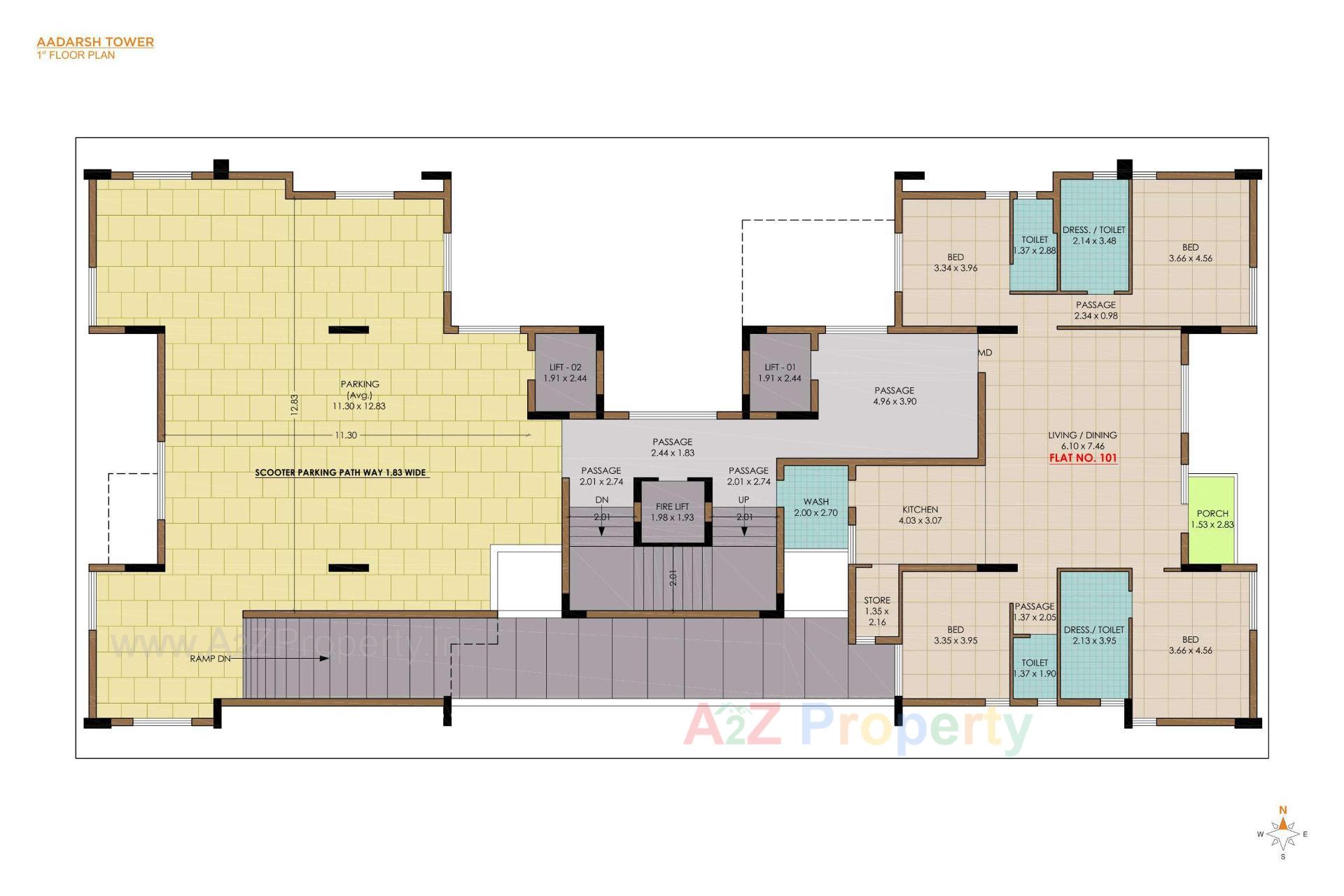 Layout of real estate project Aadarsh Tower   Aadarsh Luxuria located at Mavdi, Rajkot, Gujarat