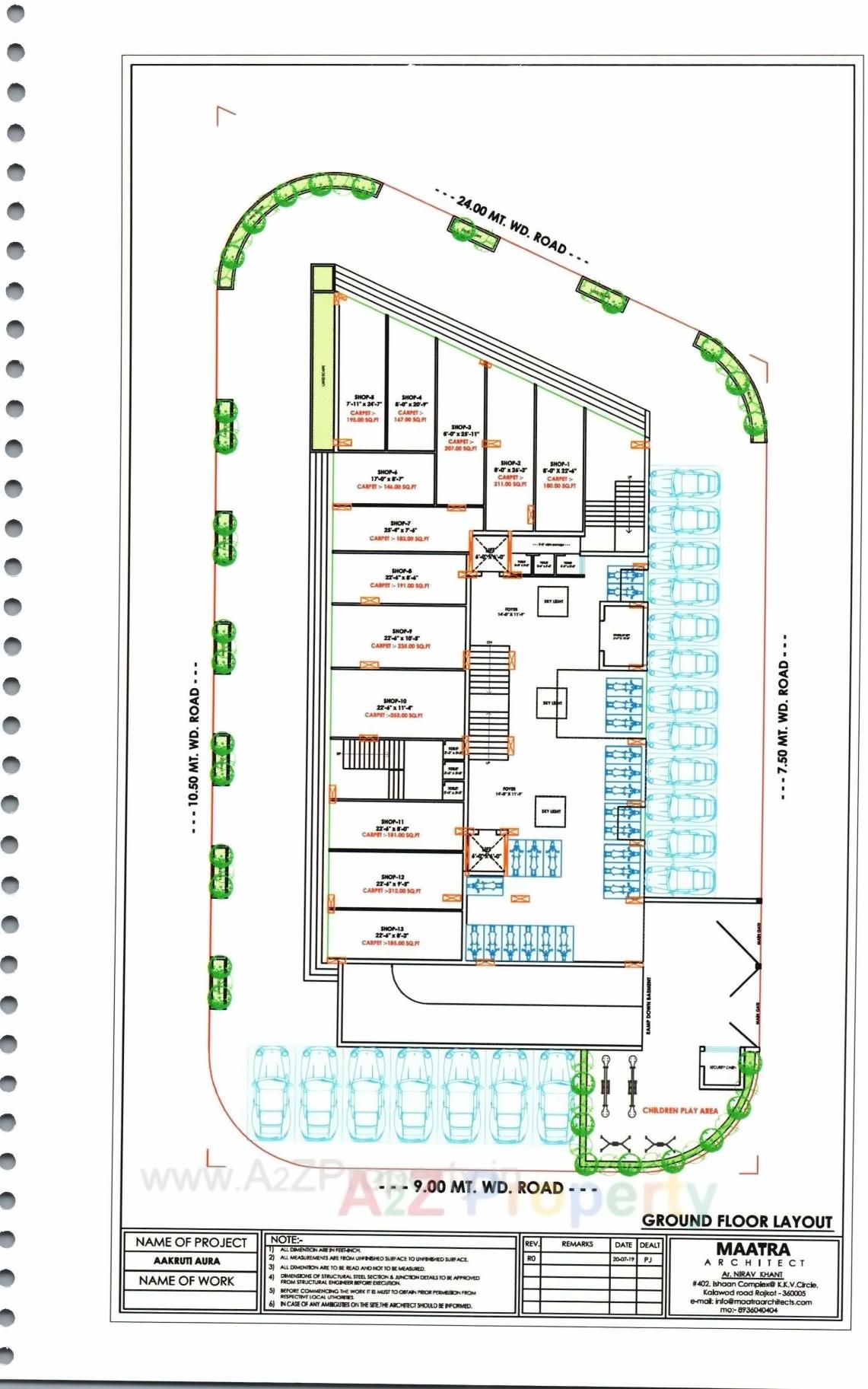 Layout of real estate project Aakruti Aura located at Raiya, Rajkot, Gujarat