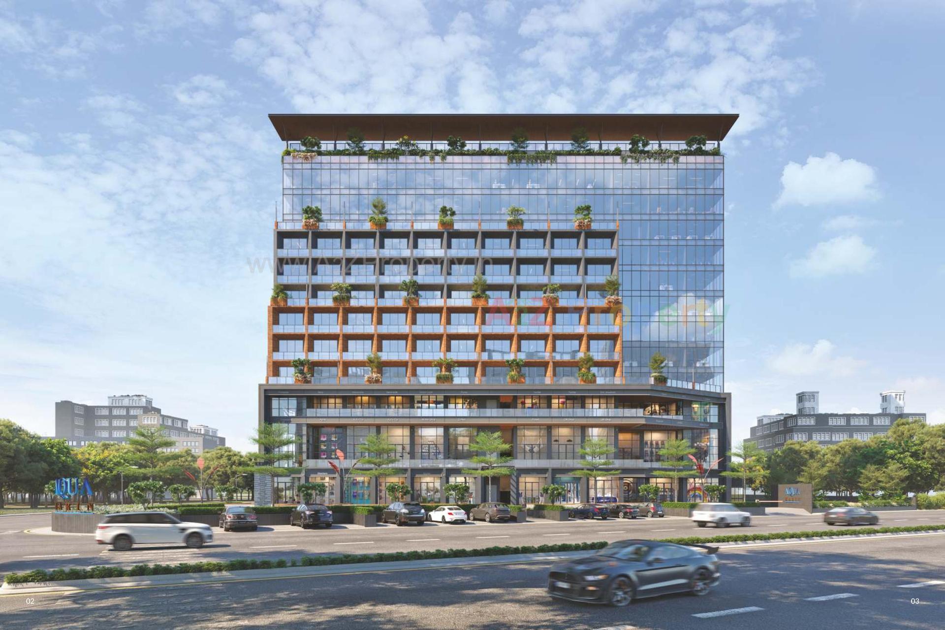 3D Elevation of real estate project Aqua Marin located at Motamava, Rajkot, Gujarat