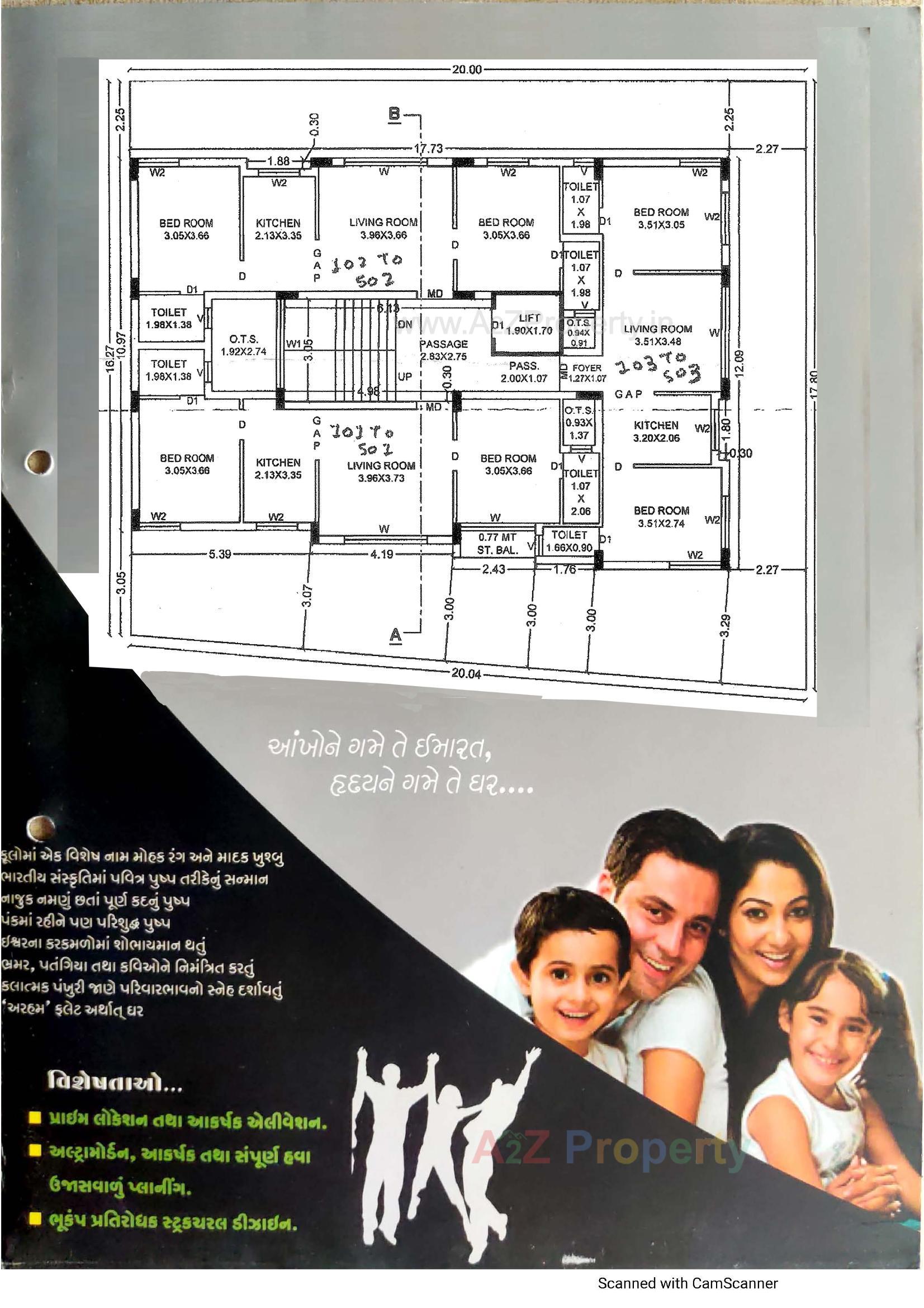 Layout of real estate project Arham Flats located at Mavdi, Rajkot, Gujarat