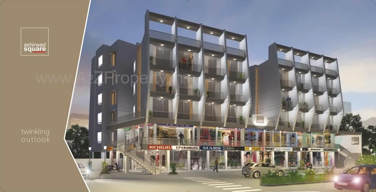 3D Elevation of real estate project Ashirwad Square located at Rajkot, Rajkot, Gujarat