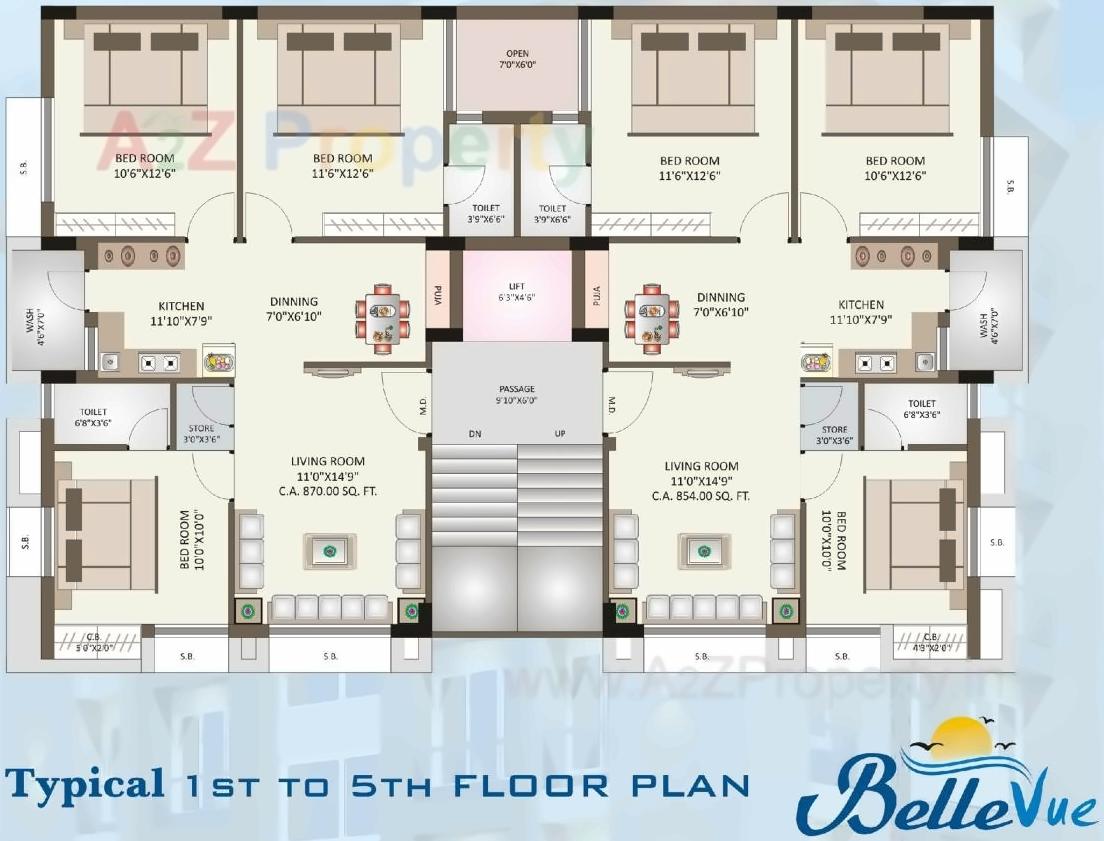 Layout of real estate project Bellevue located at Rajkot, Rajkot, Gujarat