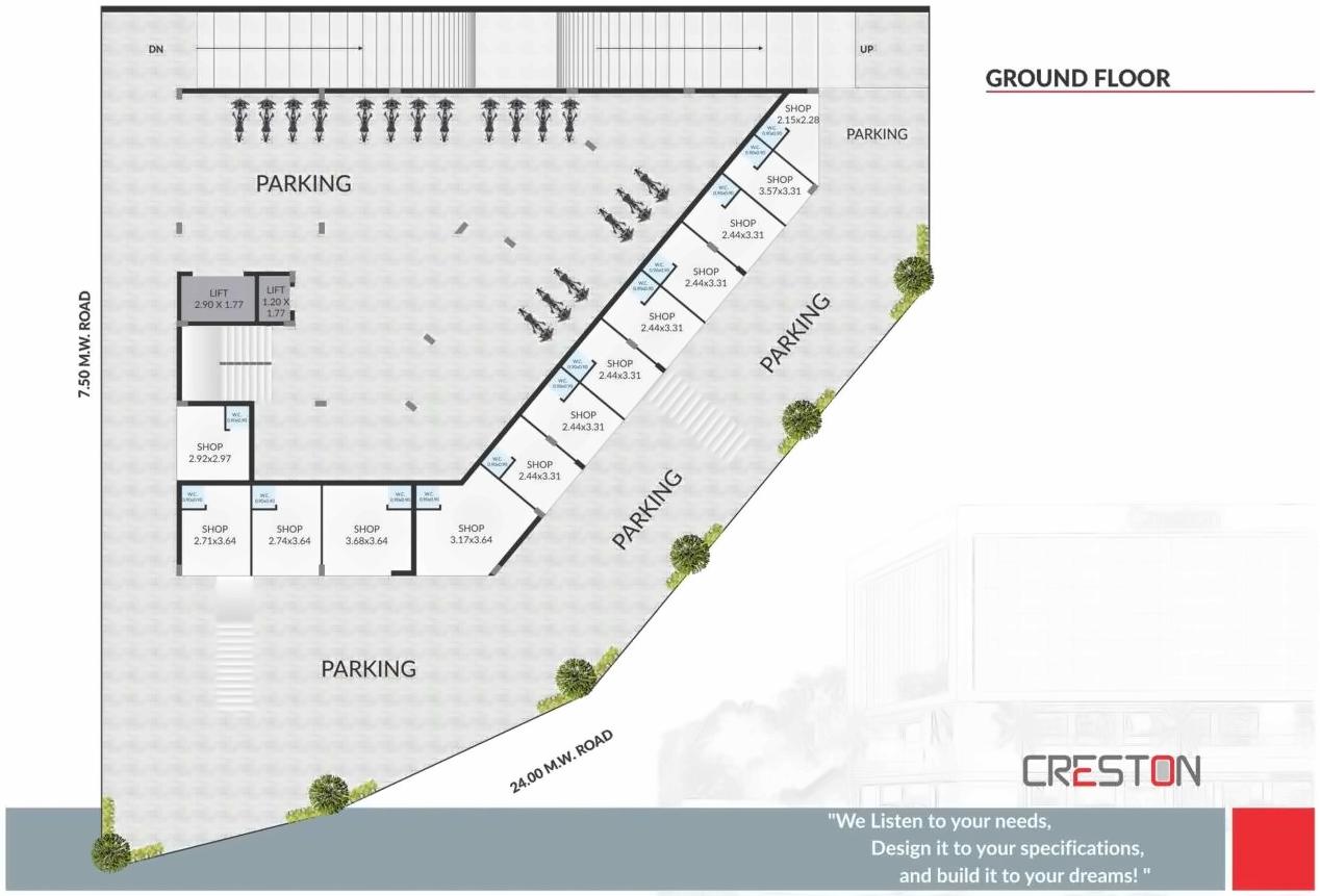 Layout of real estate project Creston  Complex located at Mota-mava, Rajkot, Gujarat