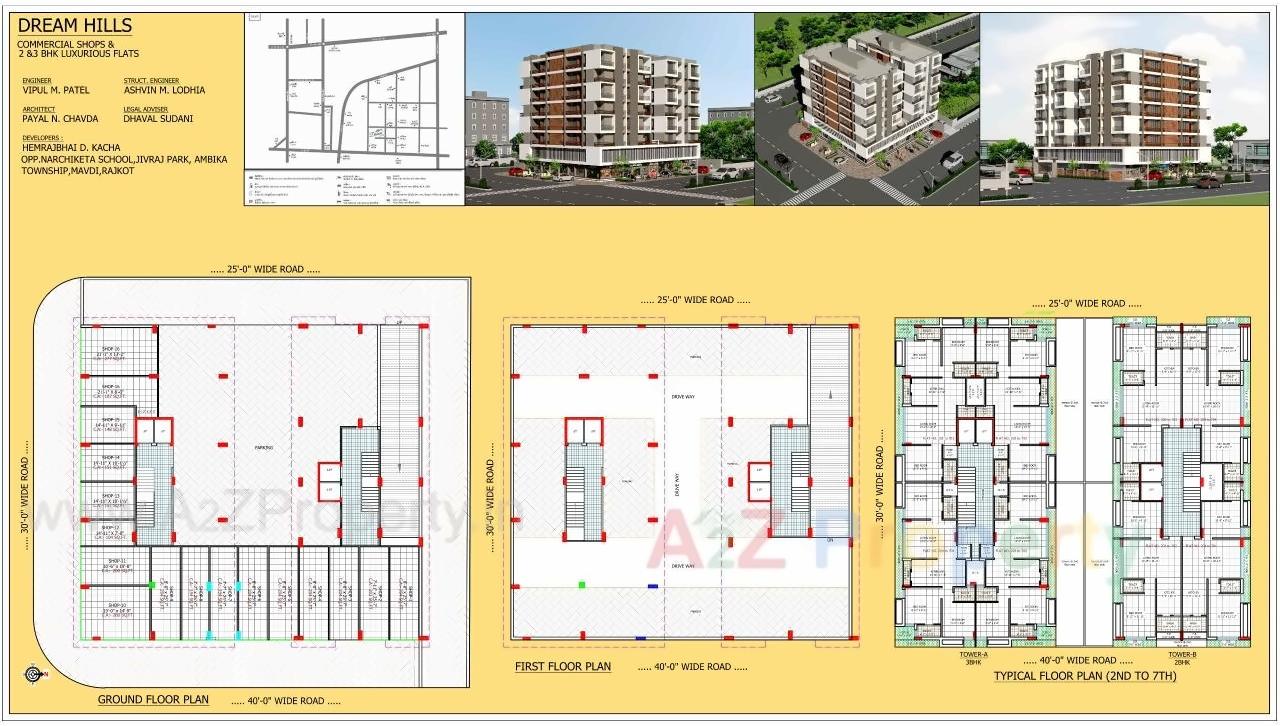Layout of real estate project Dream Hills located at Mavdi, Rajkot, Gujarat