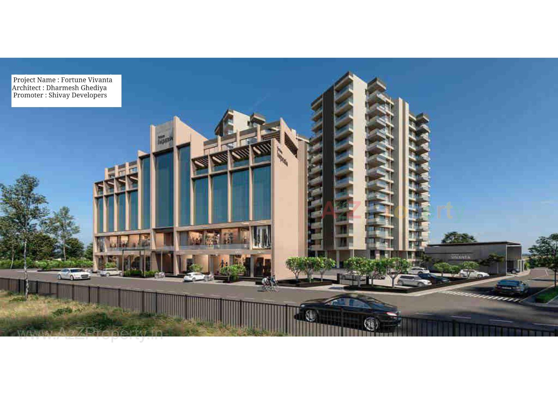3D Elevation of real estate project Fortune Vivanta located at Mavdi, Rajkot, Gujarat