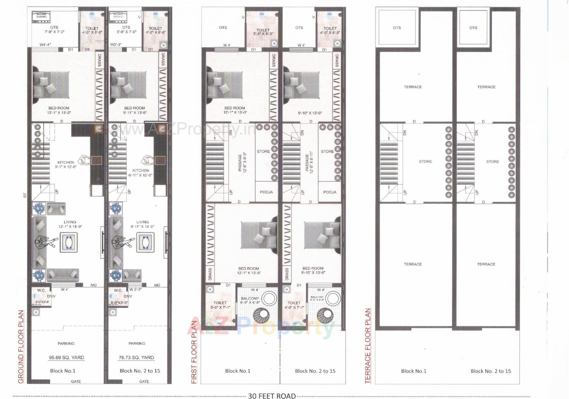 Layout of real estate project Gokul Bunglows located at Ghanteshwar, Rajkot, Gujarat