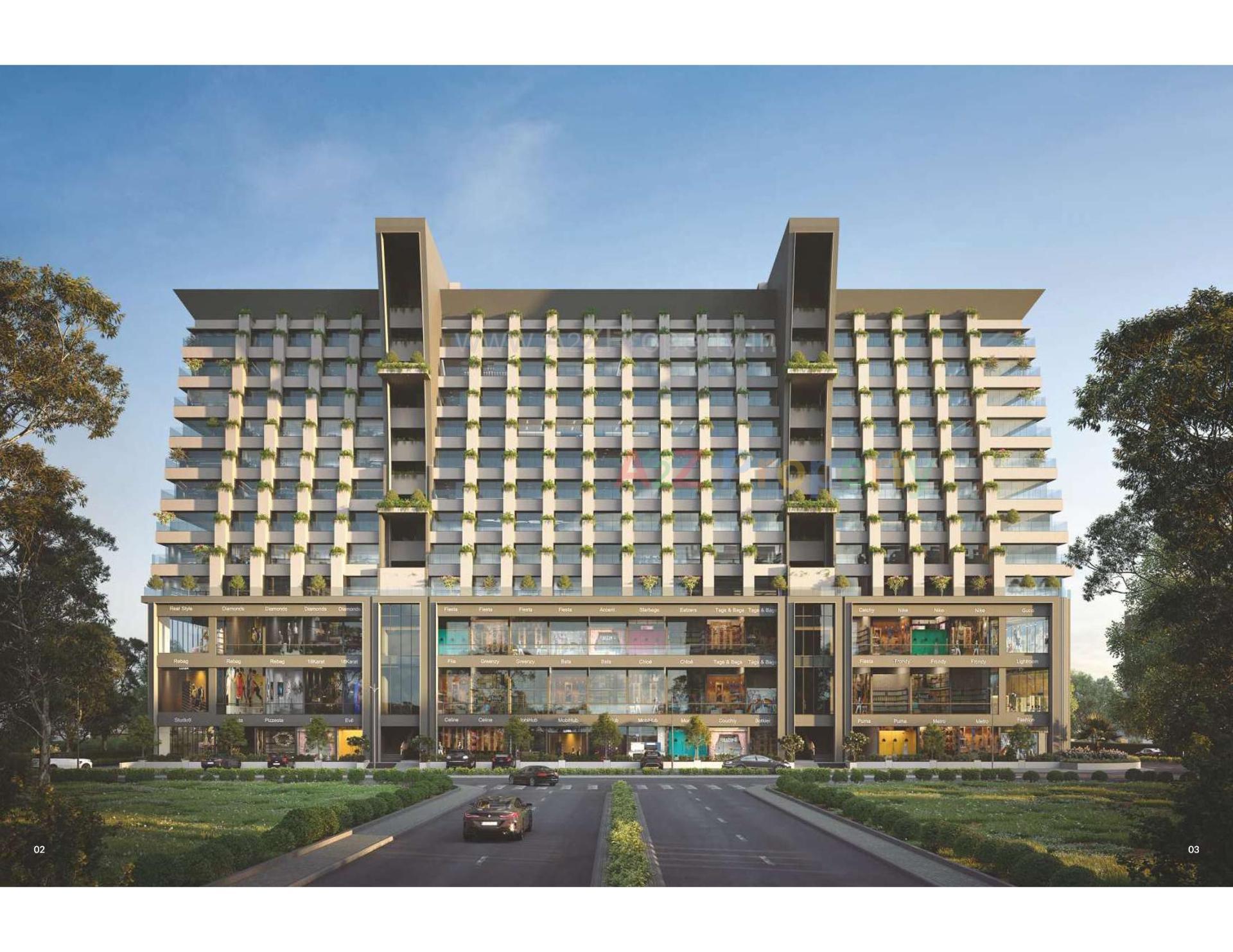 3D Elevation of real estate project Golden Crown located at Motamava, Rajkot, Gujarat
