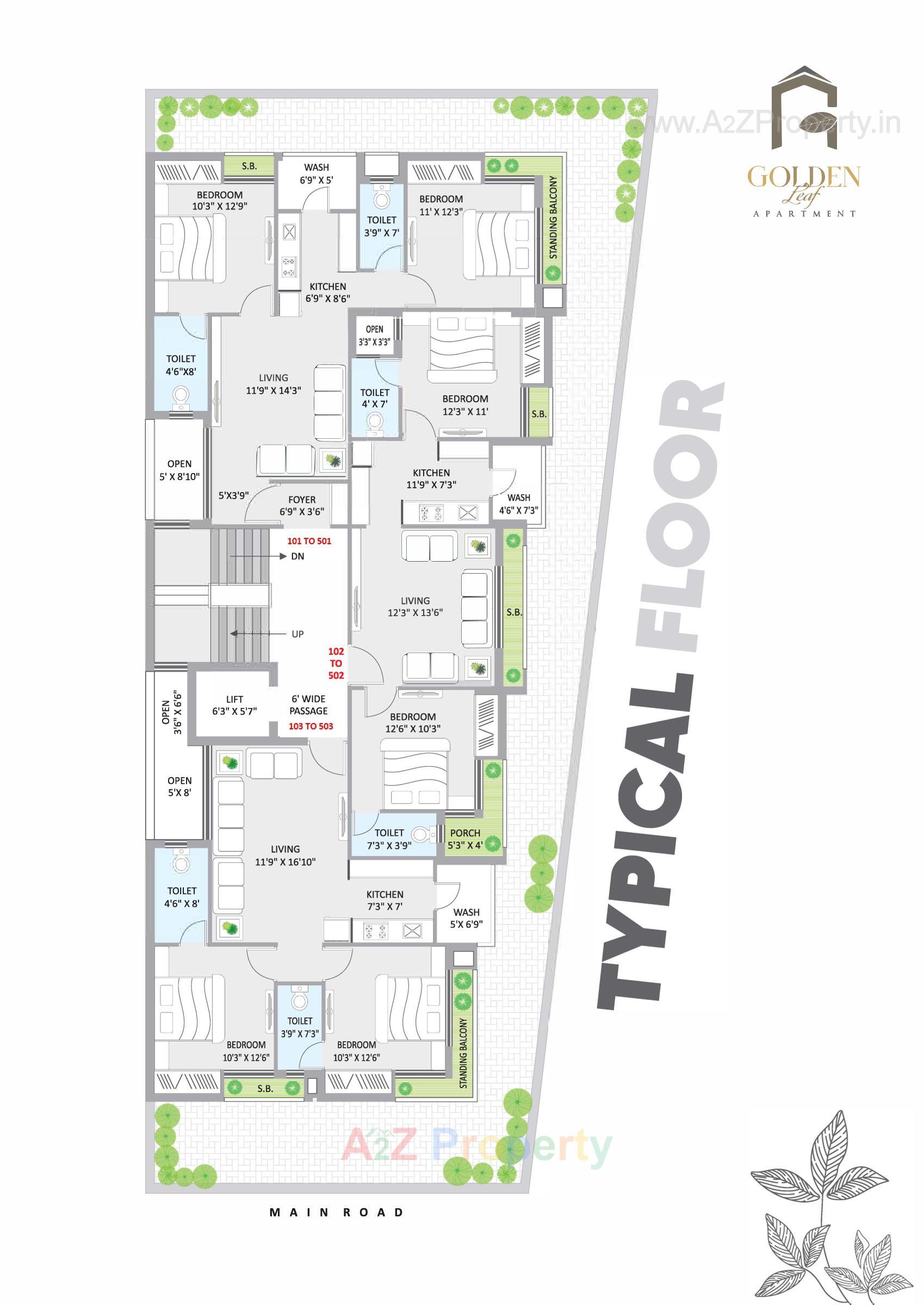 Layout of real estate project Golden Leaf Apartment located at Raiya, Rajkot, Gujarat