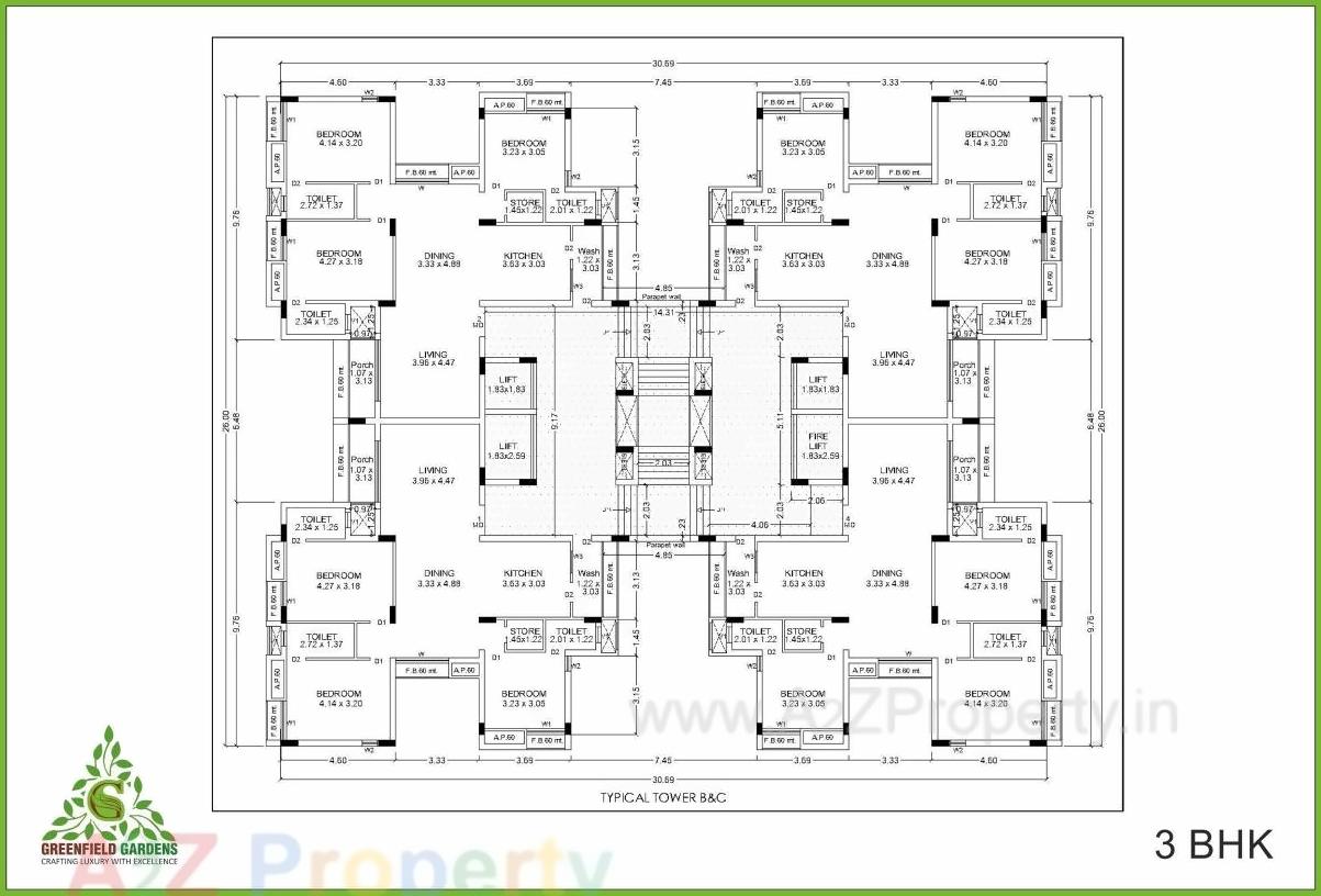 Layout of real estate project Greenfield Gardens located at Mota-mava, Rajkot, Gujarat