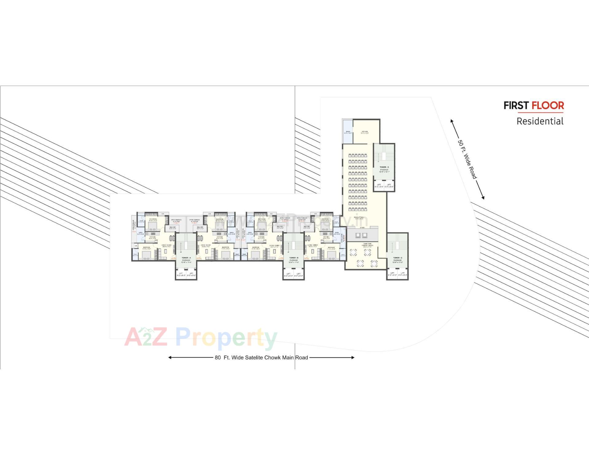 Layout of real estate project Gulmohar Towers located at Rajkot, Rajkot, Gujarat