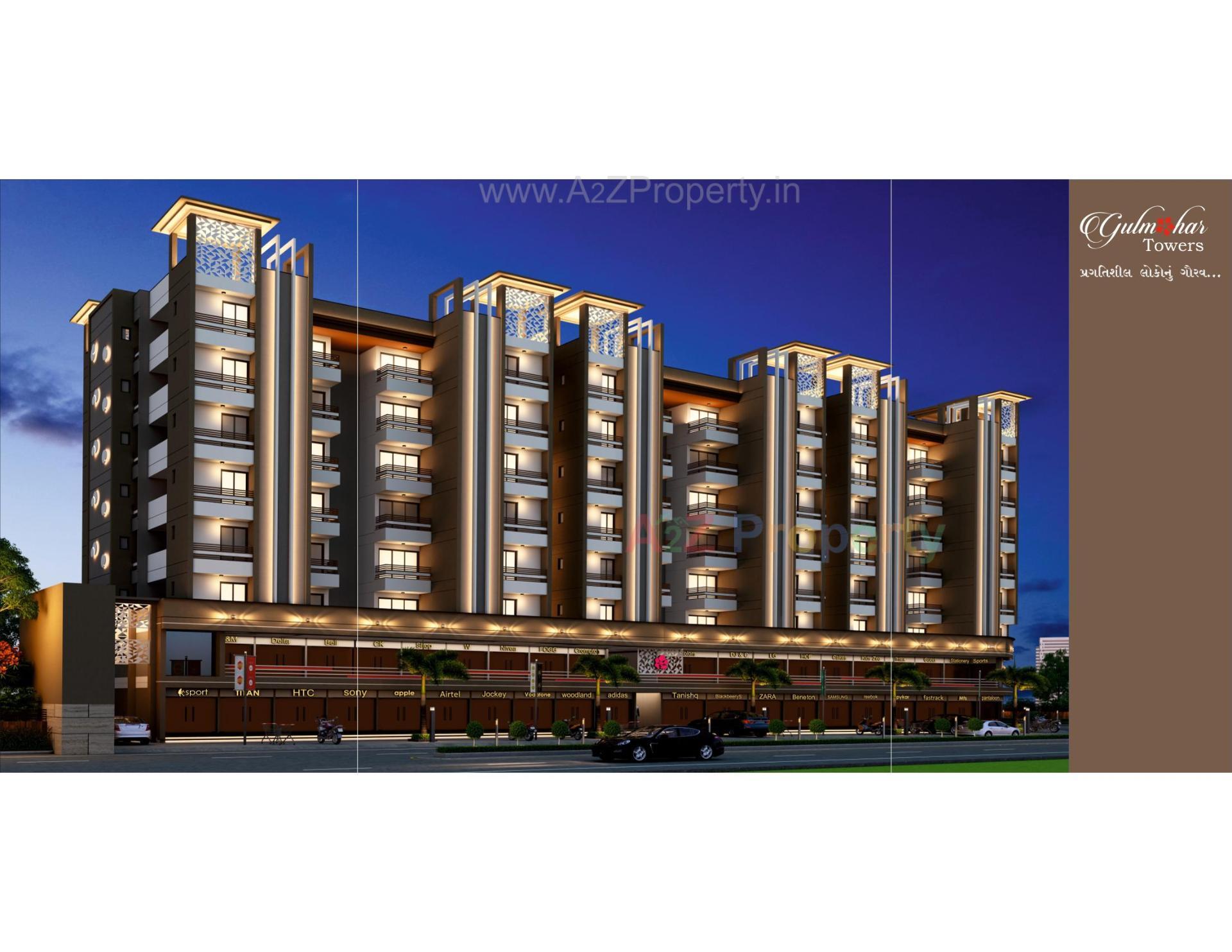 3D Elevation of real estate project Gulmohar Towers located at Rajkot, Rajkot, Gujarat